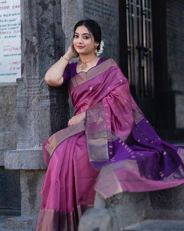 Demanding Rich Pallu Purple Color Saree