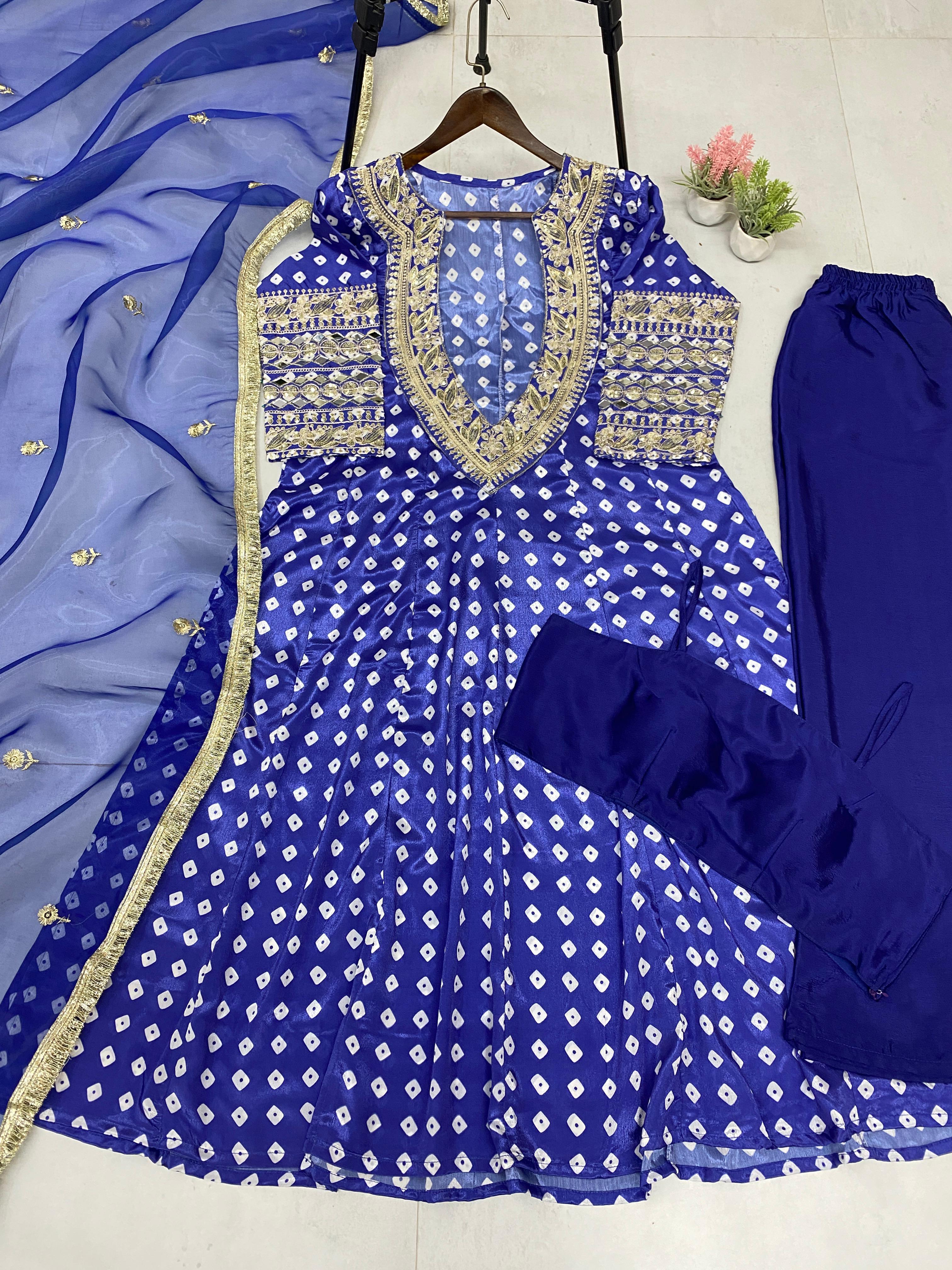 Blue Color Printed Peaceful Palazzo Suit