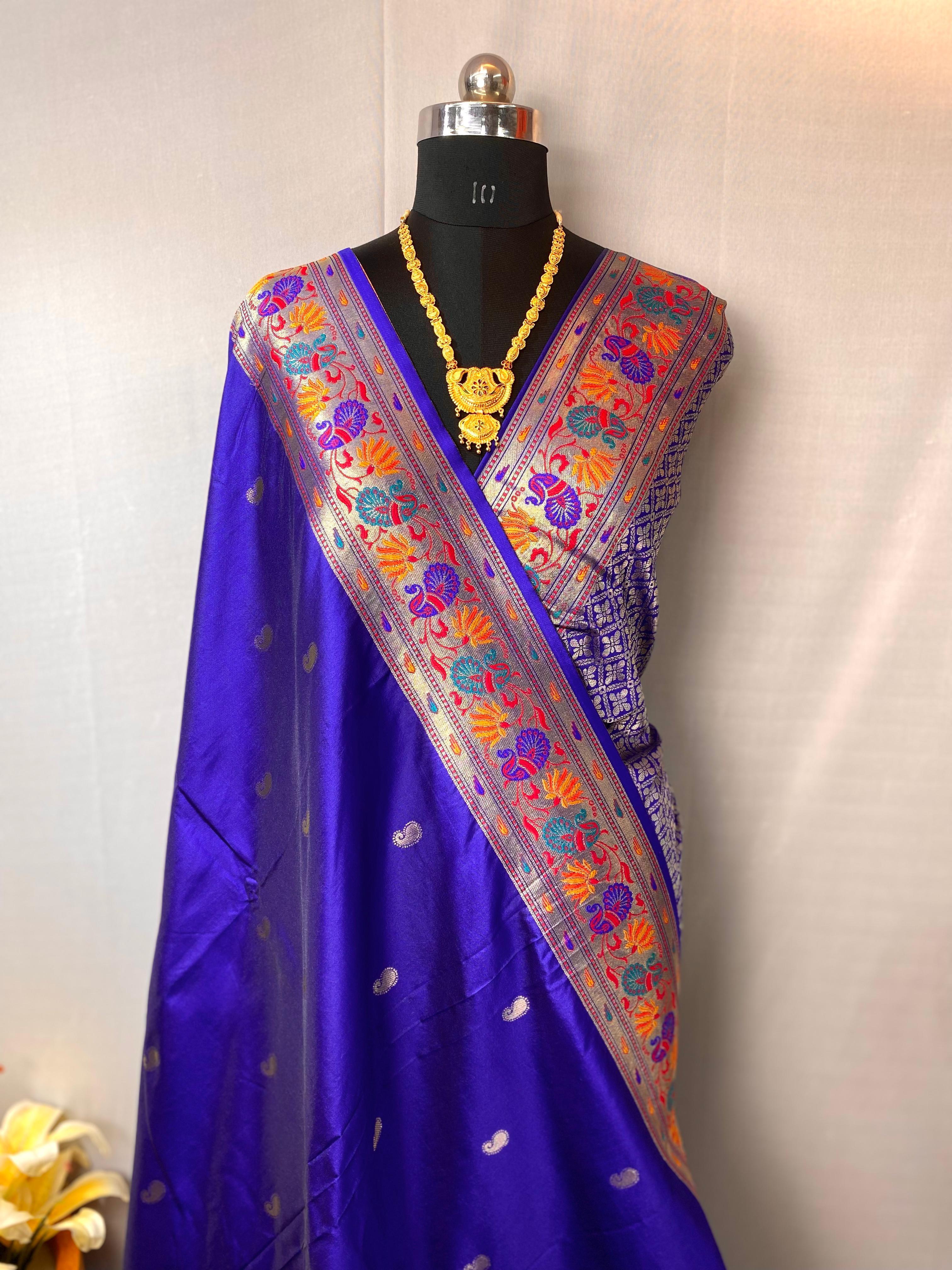Marvelous Paithani Silk Blue Color Saree