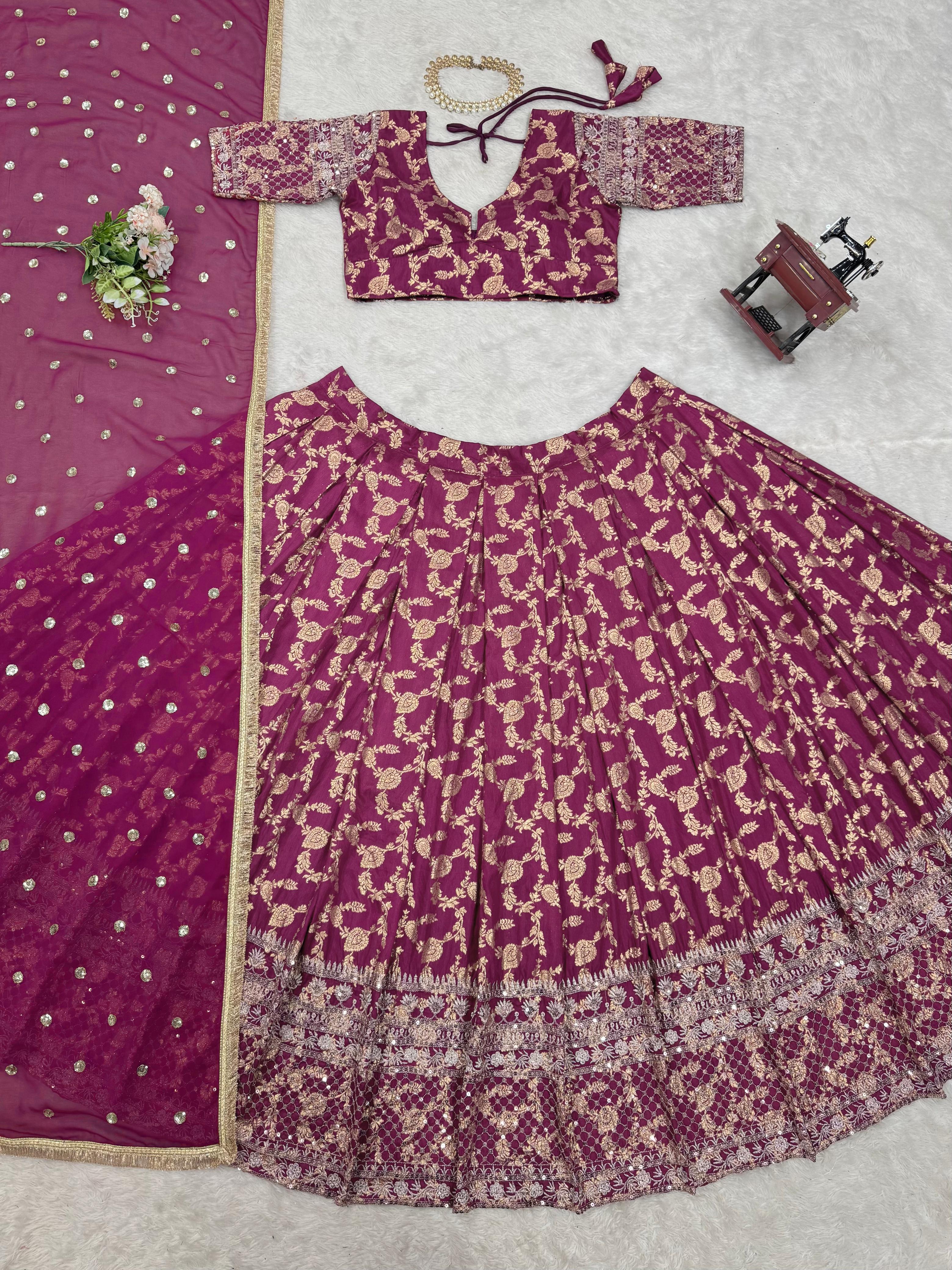 Occasion Wear Jacquard Work Pink Color Lehenga Choli