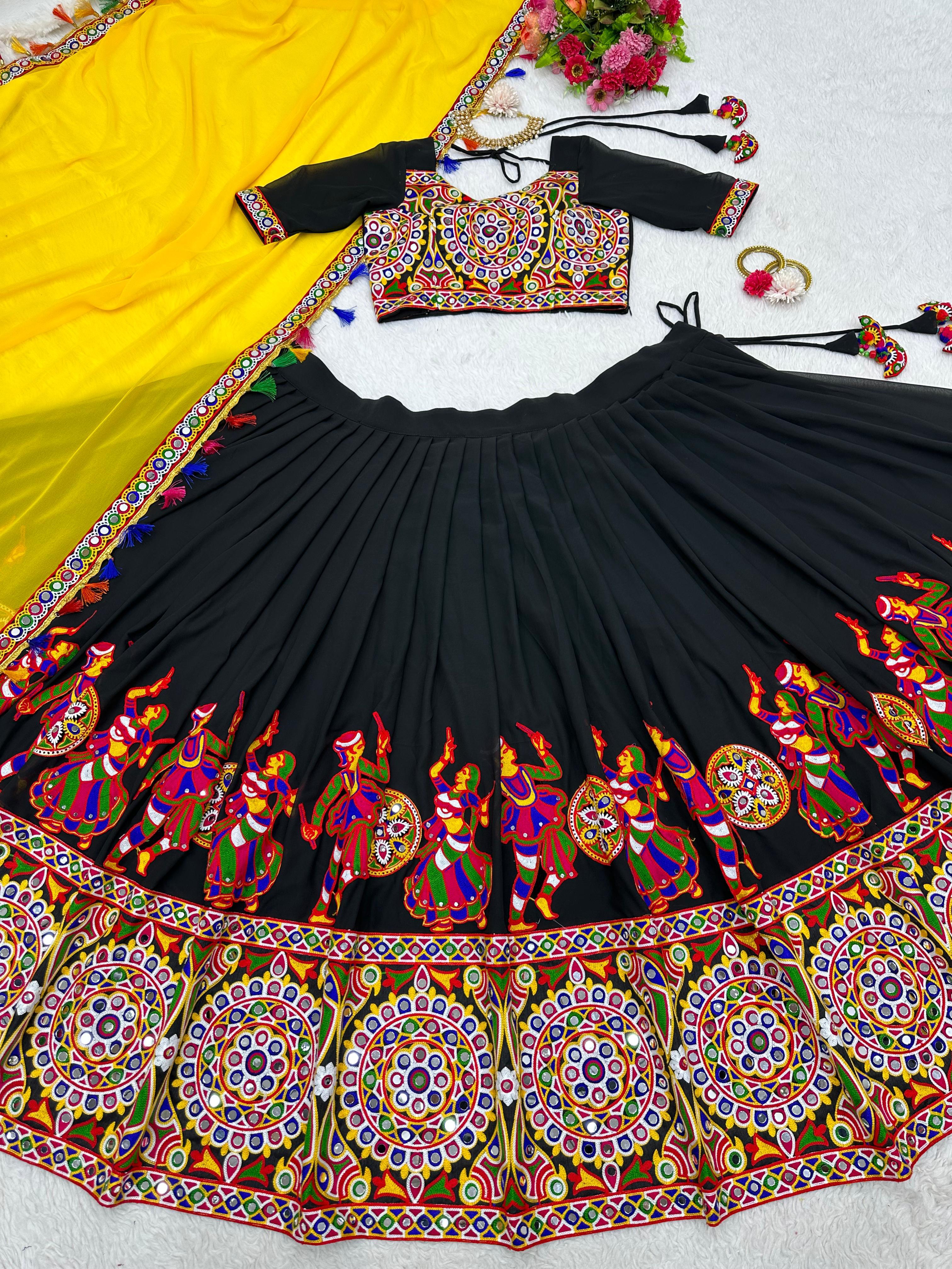 Black Color Garba Special Lehenga Choli