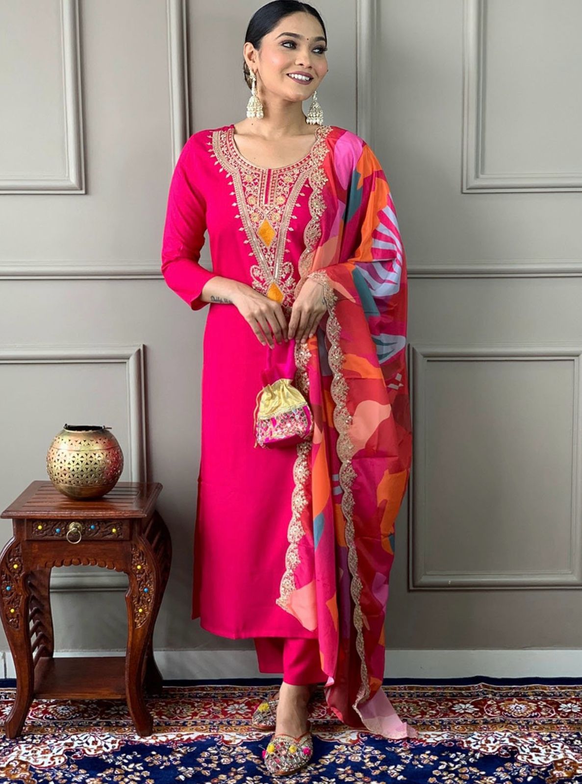 Precious Pink Color Salwar Suit With Digital Print Dupatta