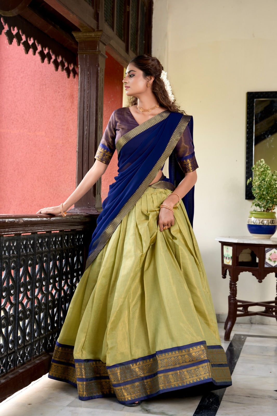 Awesome Kanchipuram Perrot Color Lehenga Choli