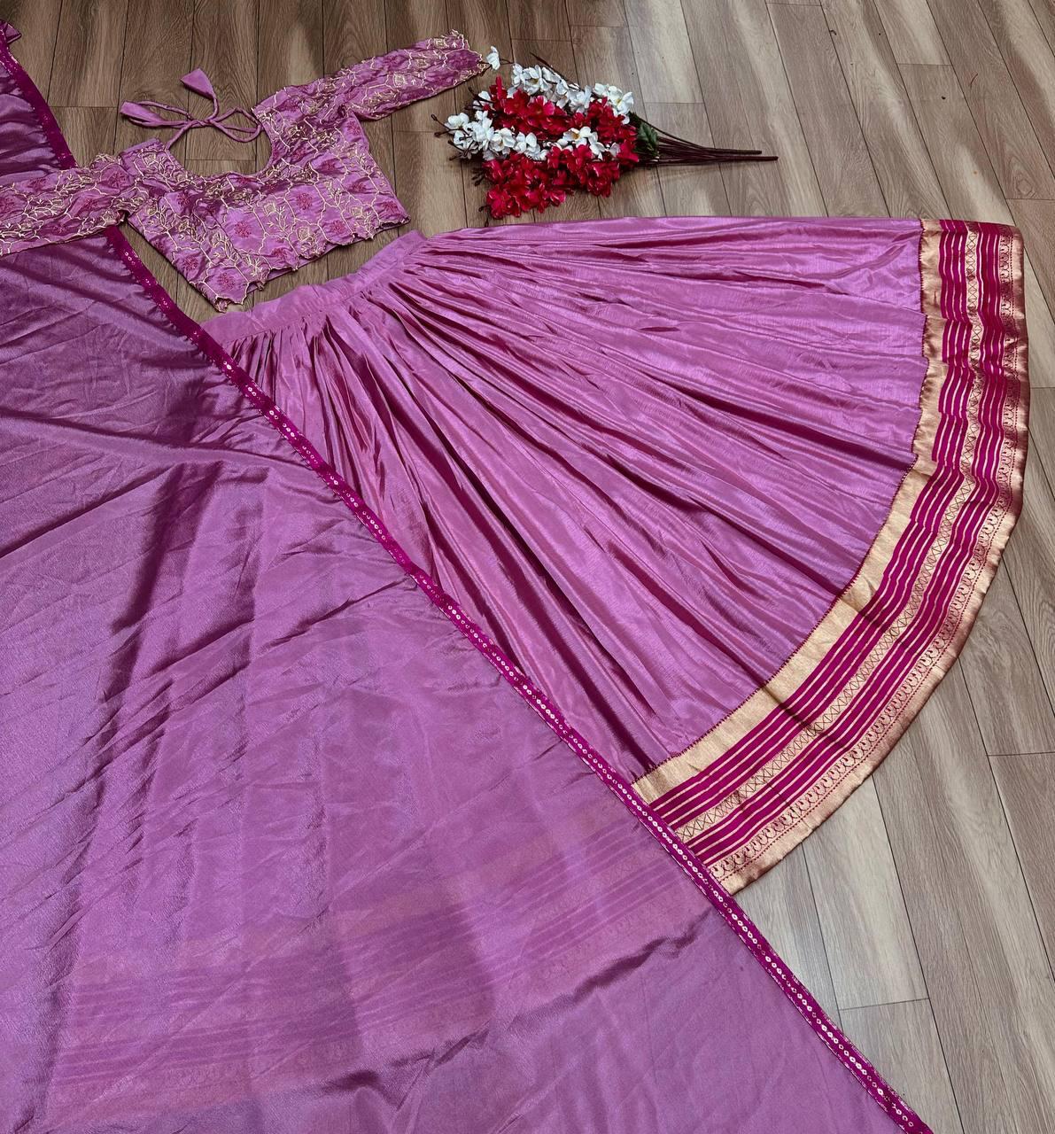 Fantastic Chinon Pink Color Lehenga Choli