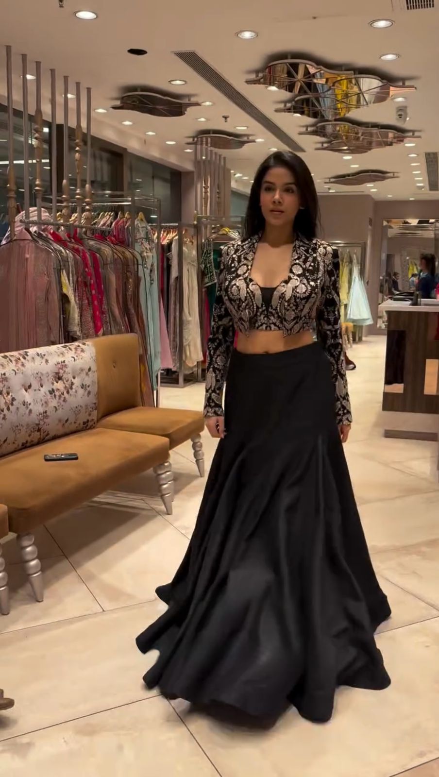 Stylish Tapeta Silk Black Color Lehenga Choli With Koti