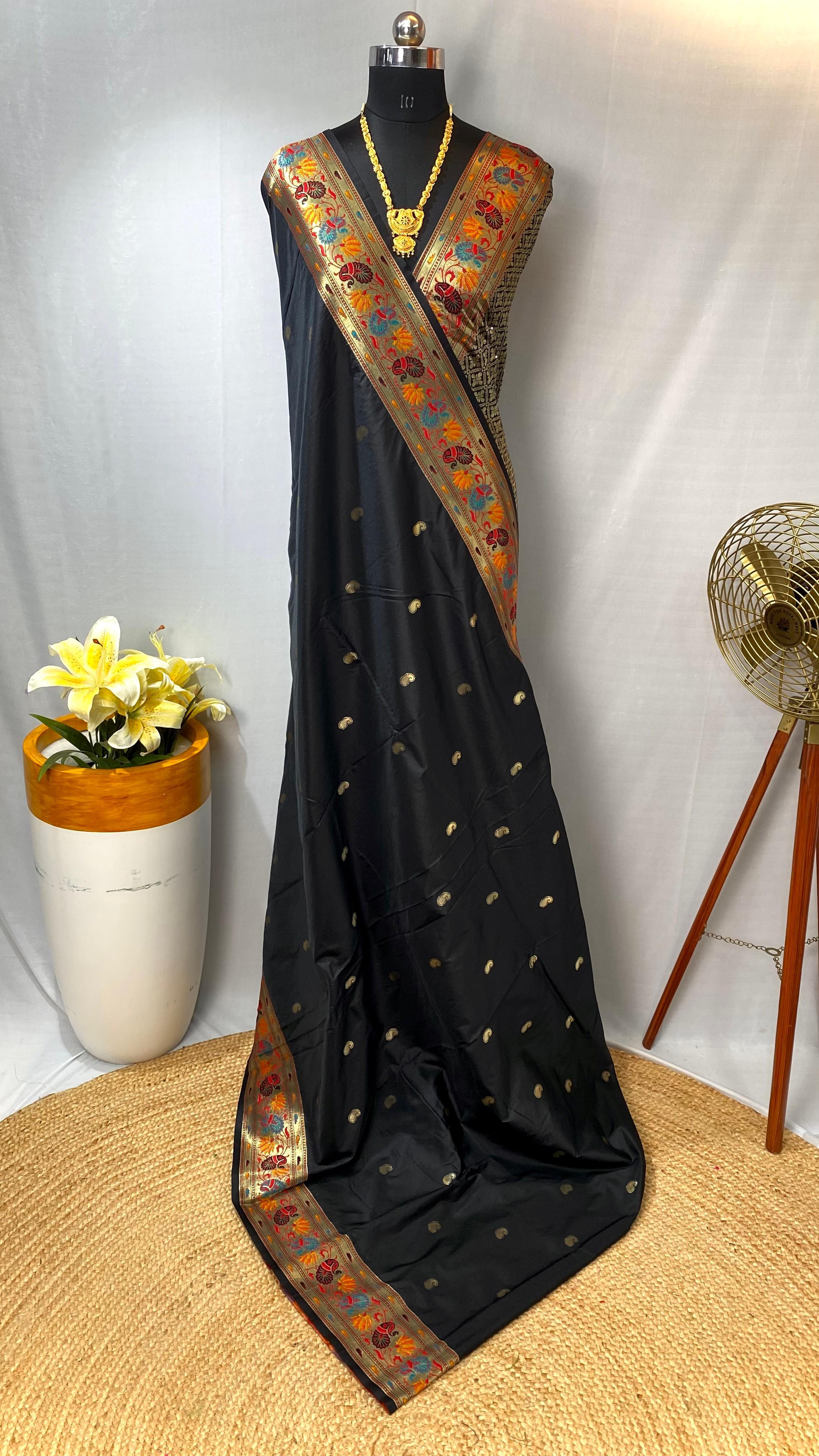 Marvelous Paithani Silk Black Color Saree