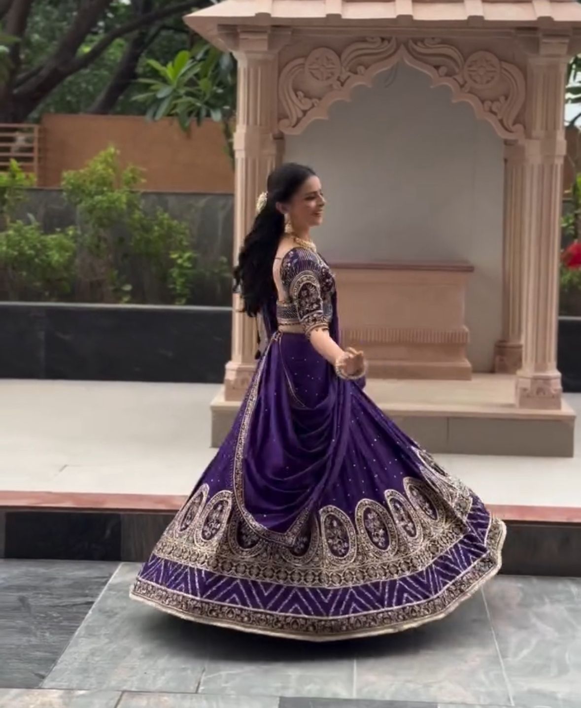 Beautiful Purple Vichitra Silk Embroidery Lehenga Choli