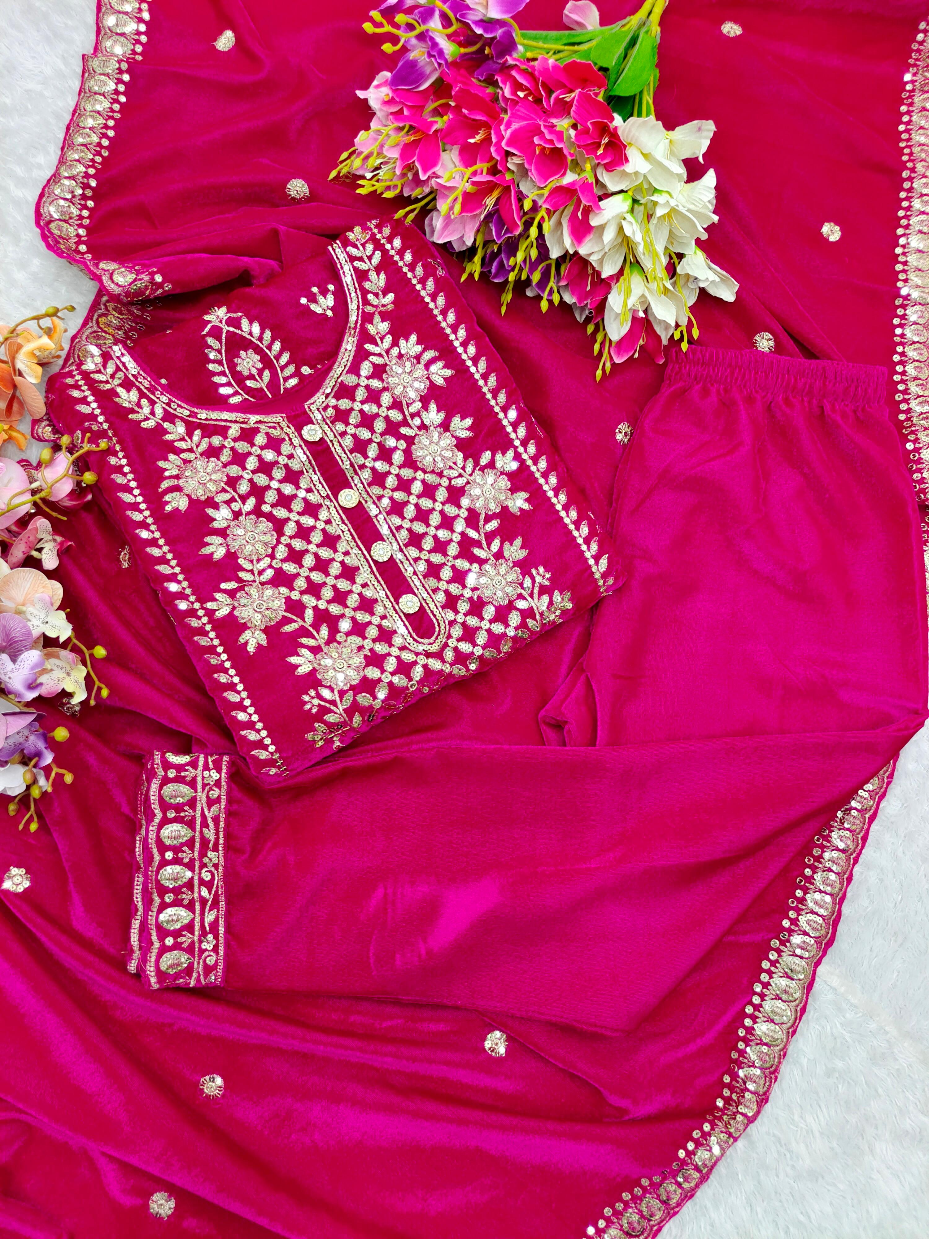 Presenting Sequence Work Pink Color Salwar Suit