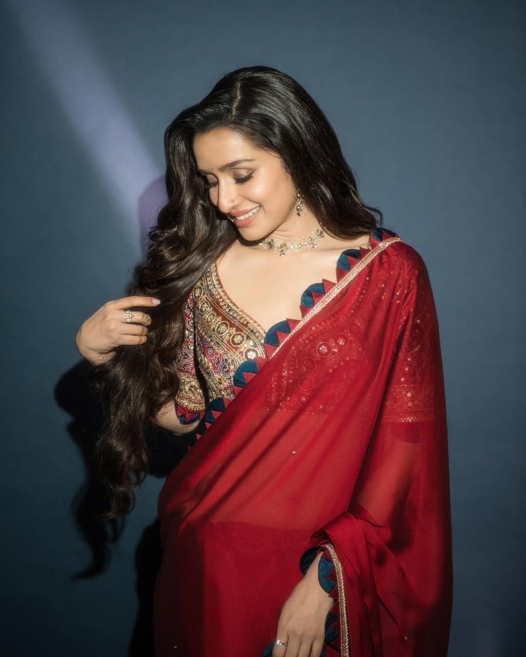 Shraddha Kapoor Bollywood Rangoli Red Color Saree