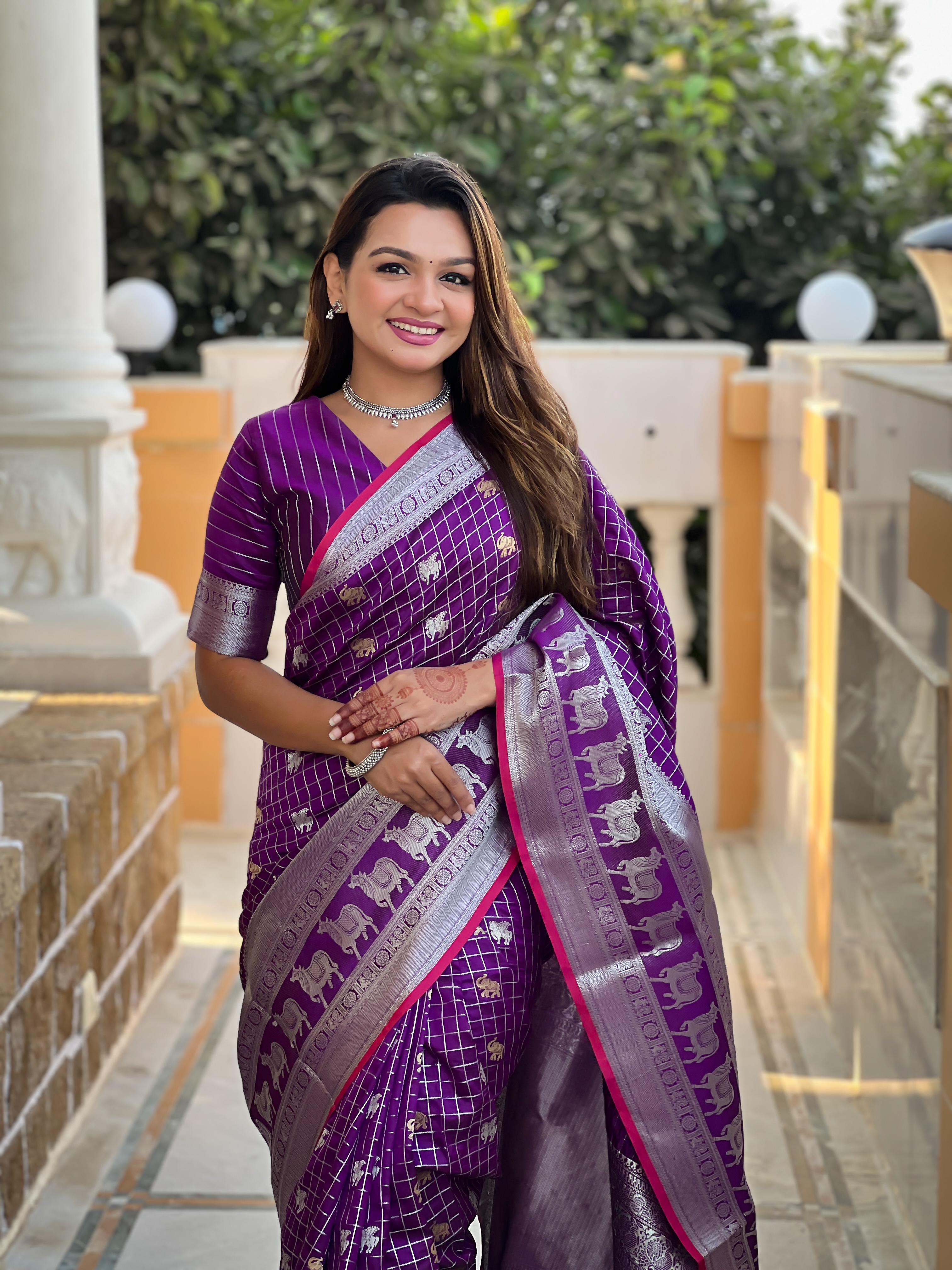 Fashionable Soft Silk Purple Color Saree