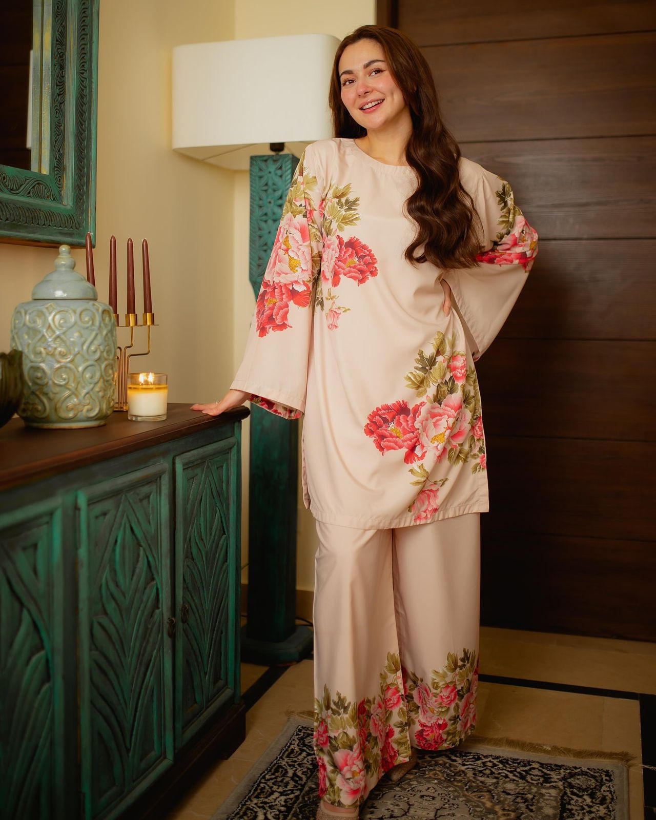 Peach Color Digital Printed Co-ord Set