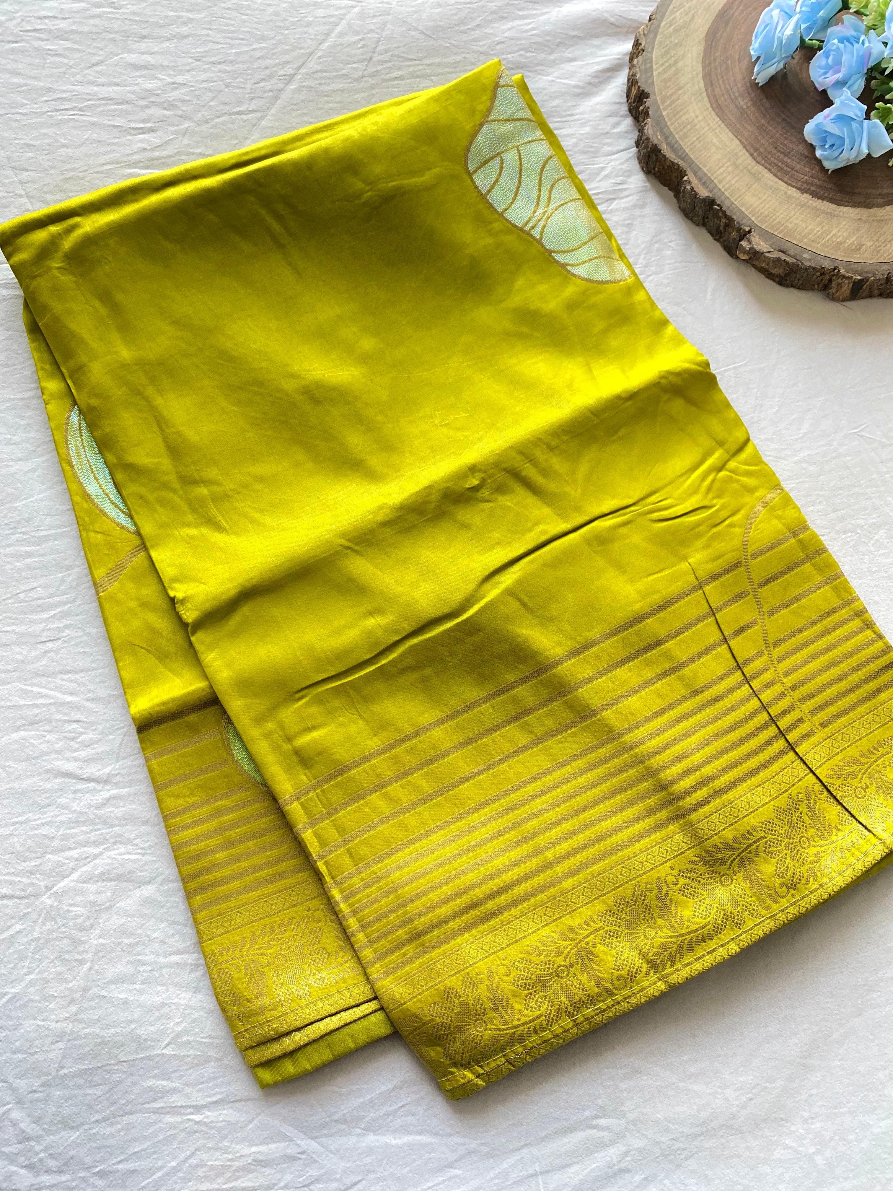 Fantastic Munga Silk Yellow Color Saree