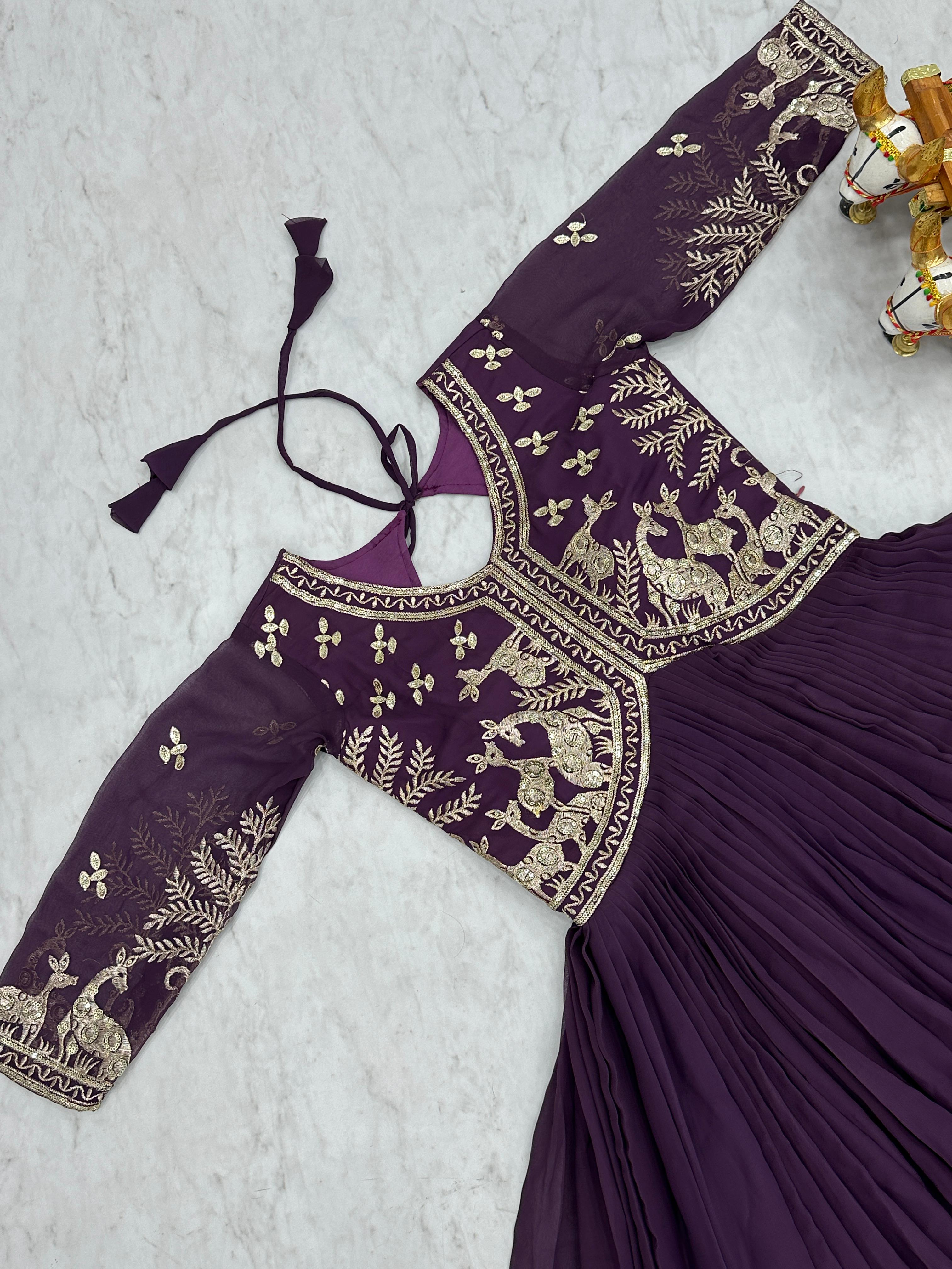 Glorious Vichitra Silk Onion Color Gown