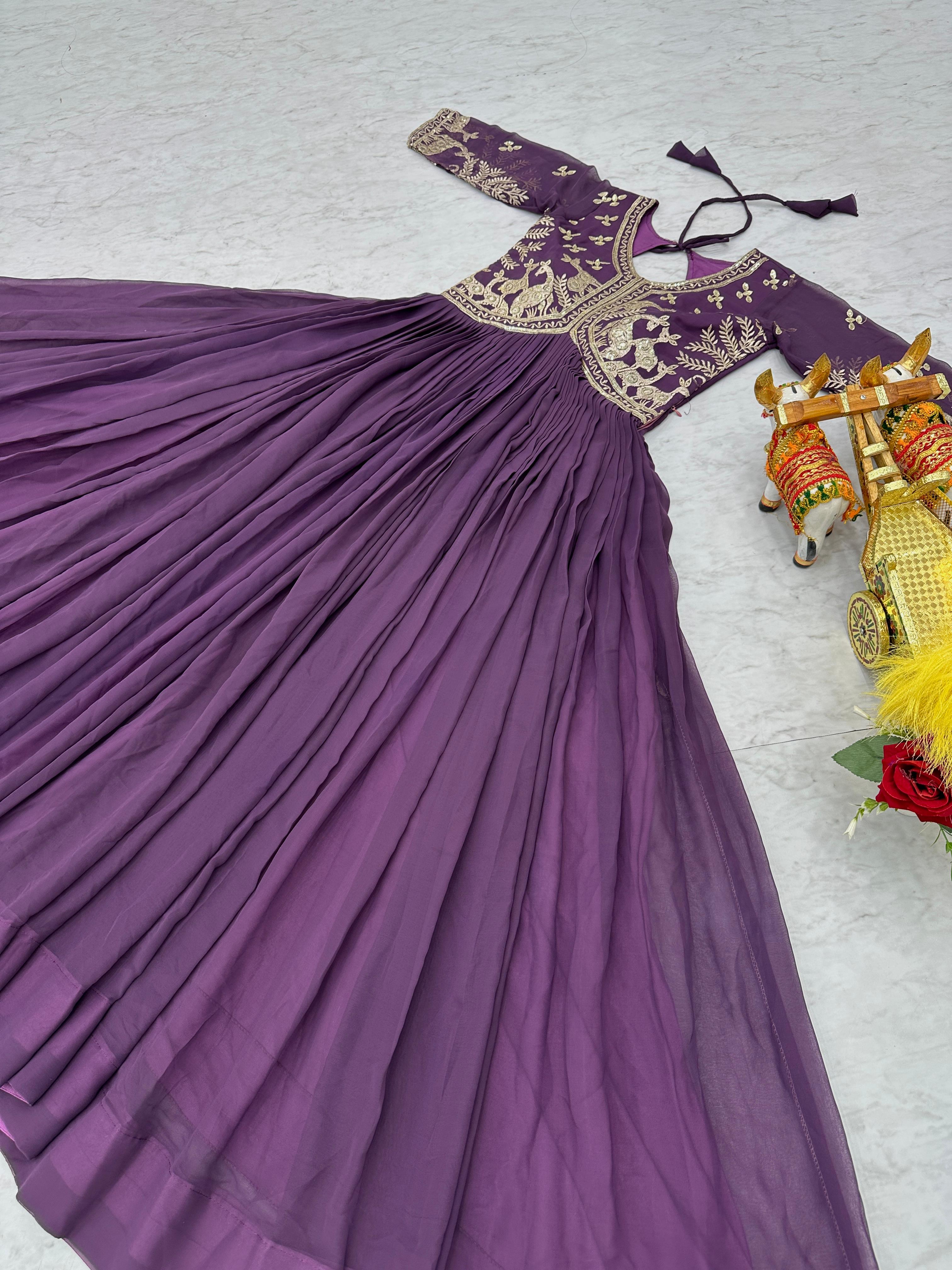 Glorious Vichitra Silk Onion Color Gown