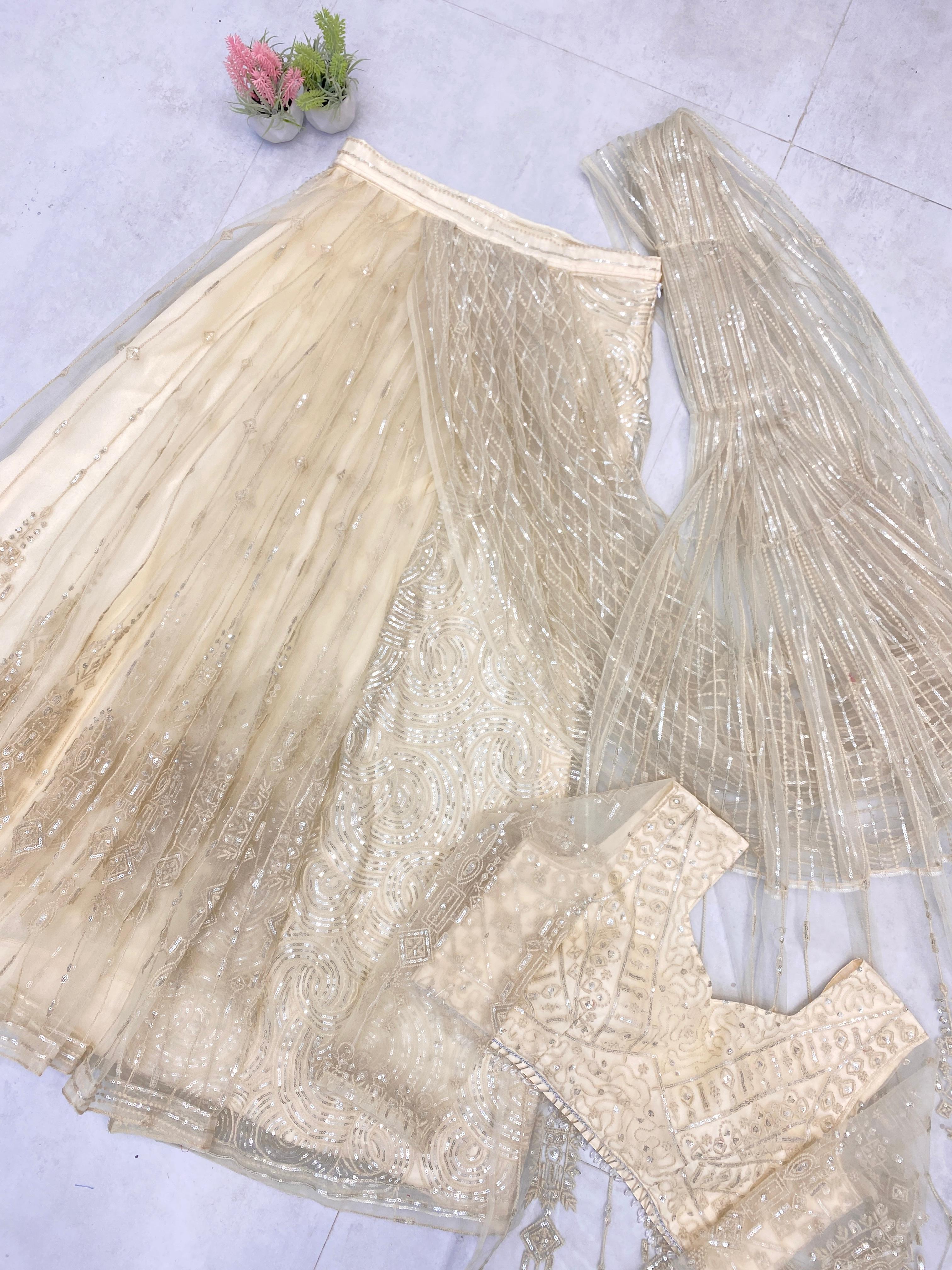 Beige Color Butterfly Net Ready To Wear Saree