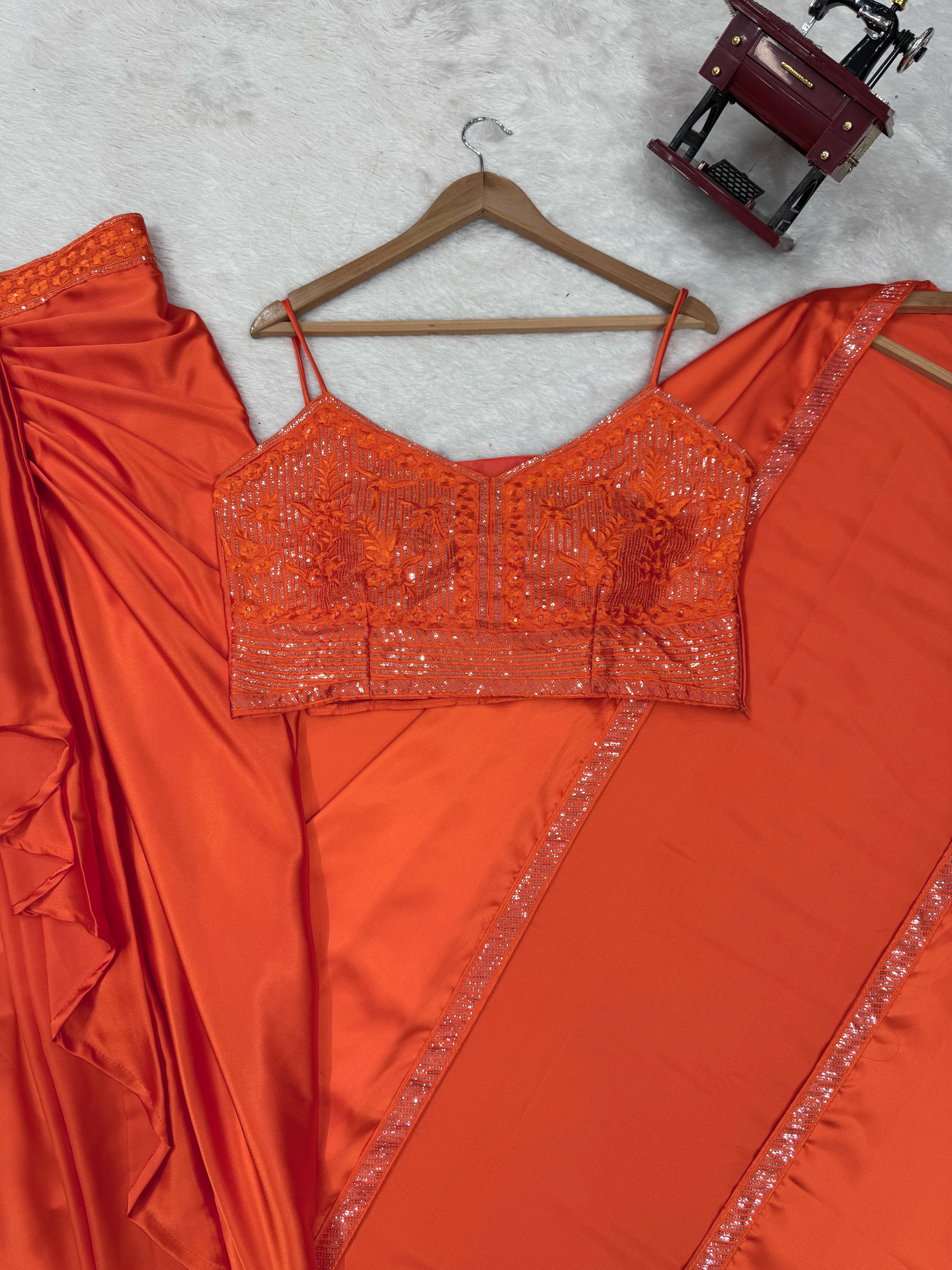 Blissful Orange Color Dhoti Suit With Shrug