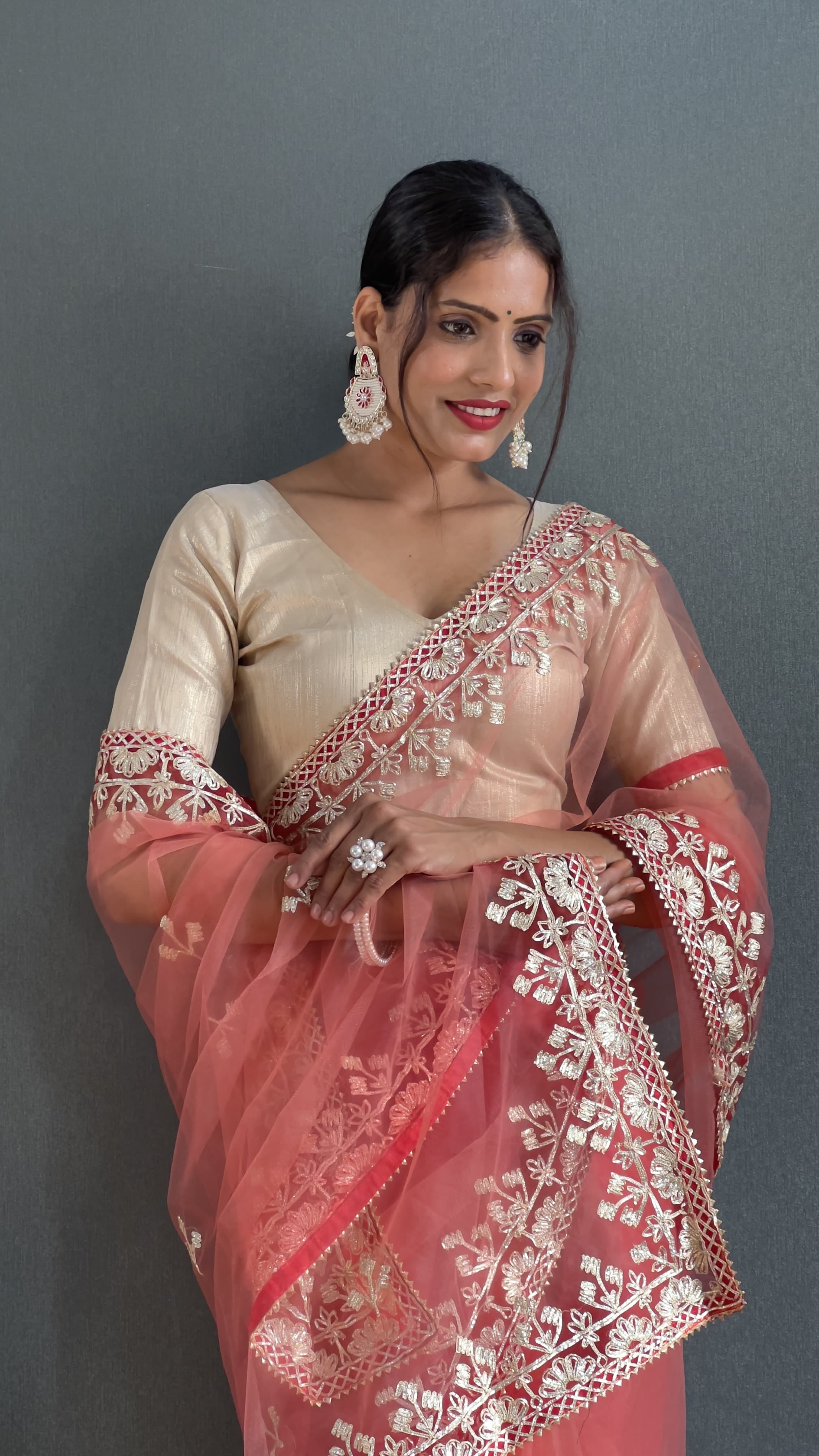 Demanding Butterfly Net Pink Color Saree