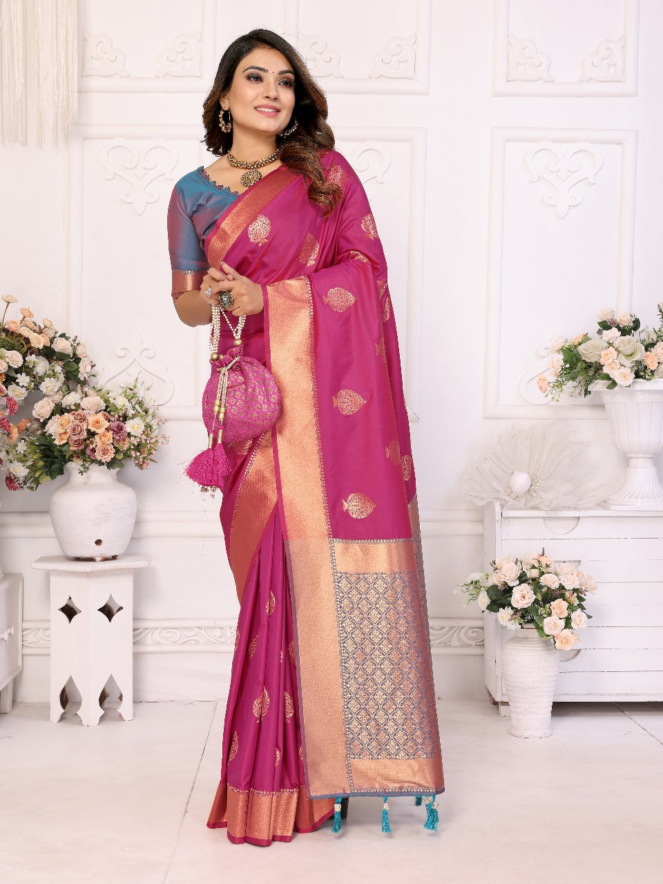 Graceful Soft Silk Pink Color Saree