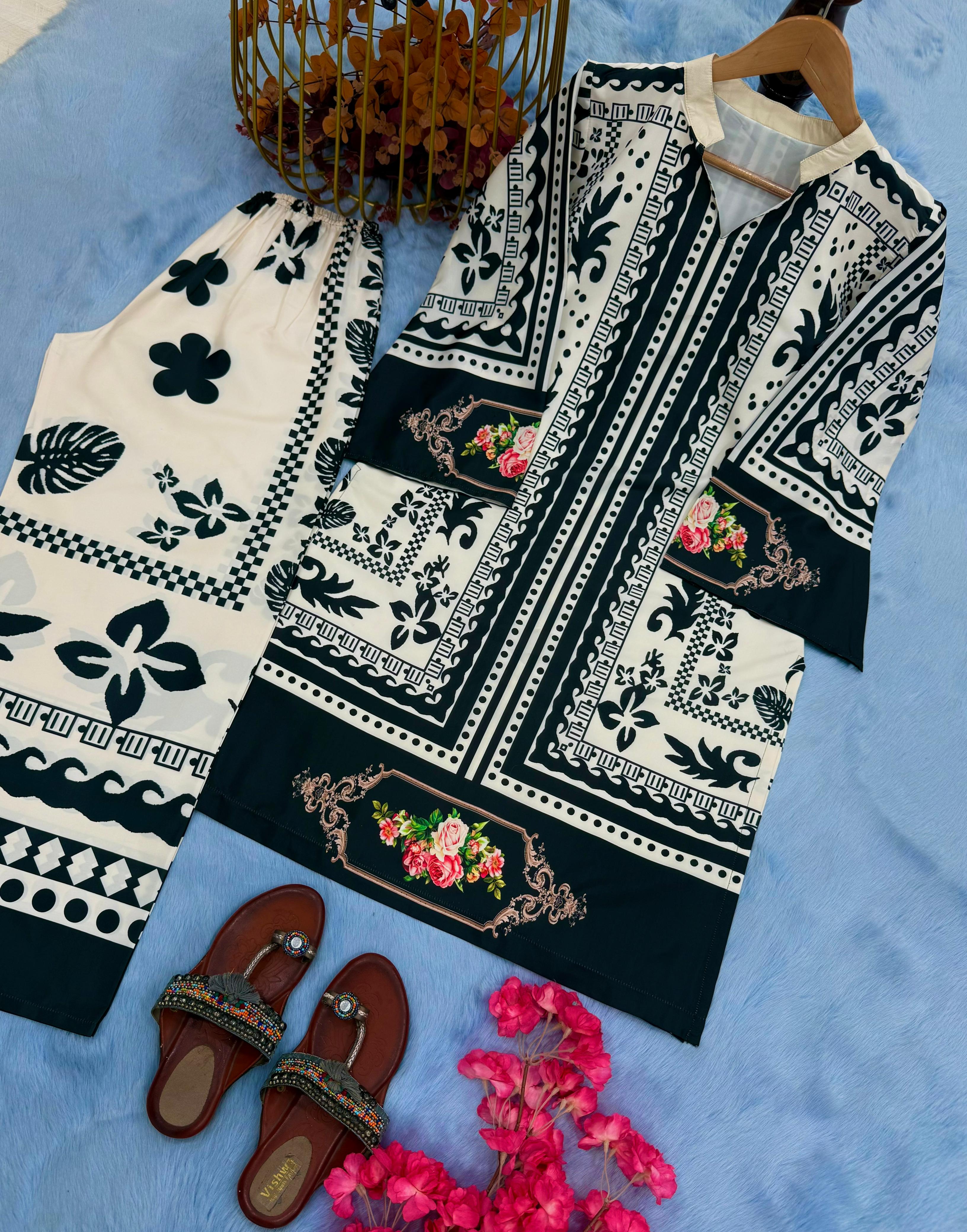 Black Color Digital Printed Co-ord Set