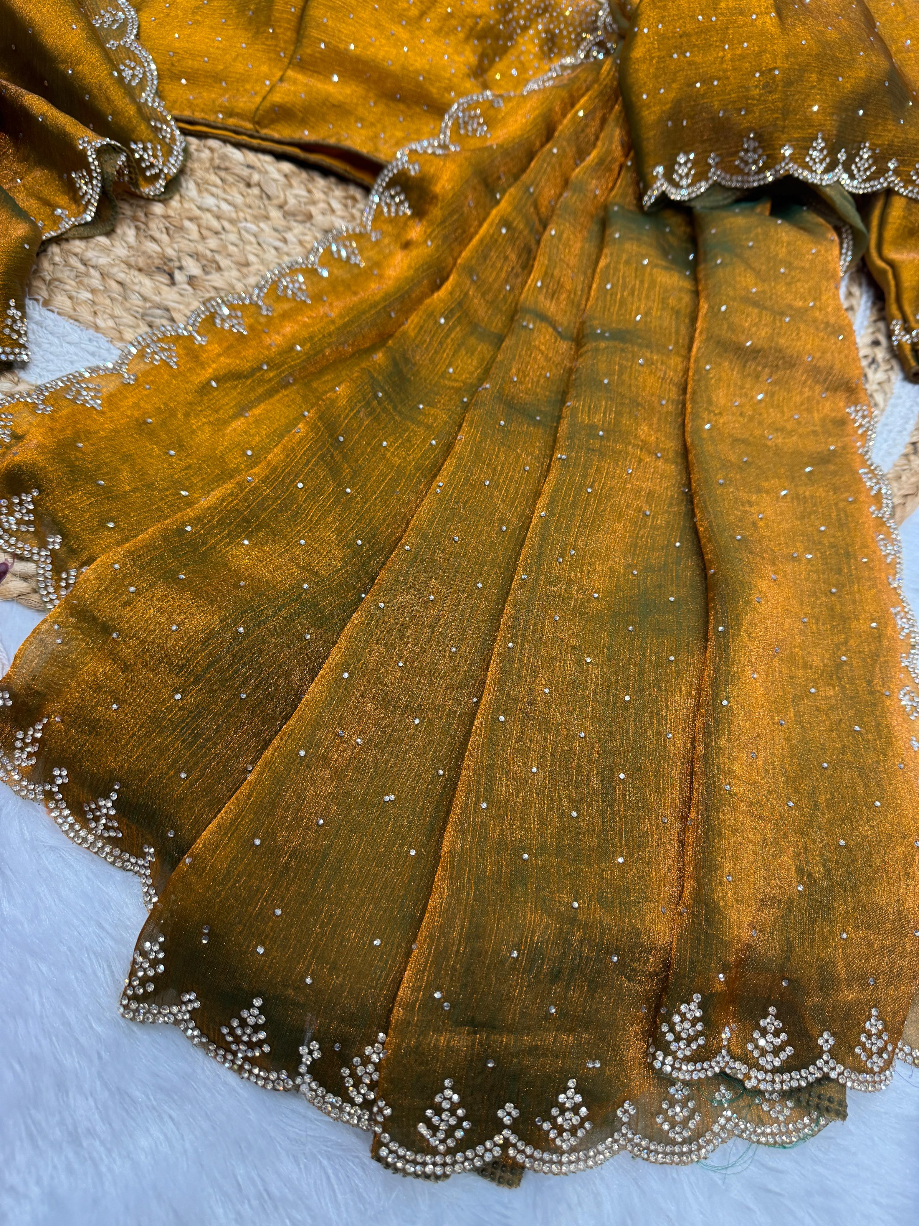Elegance Fendy Chiffon Mustard Color Saree