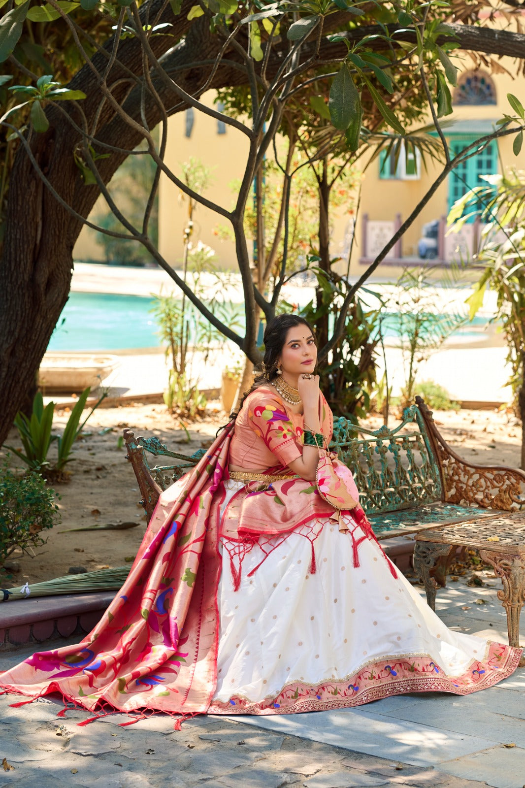 Fantastic Weaving Zari Work White Color Lehenga Choli