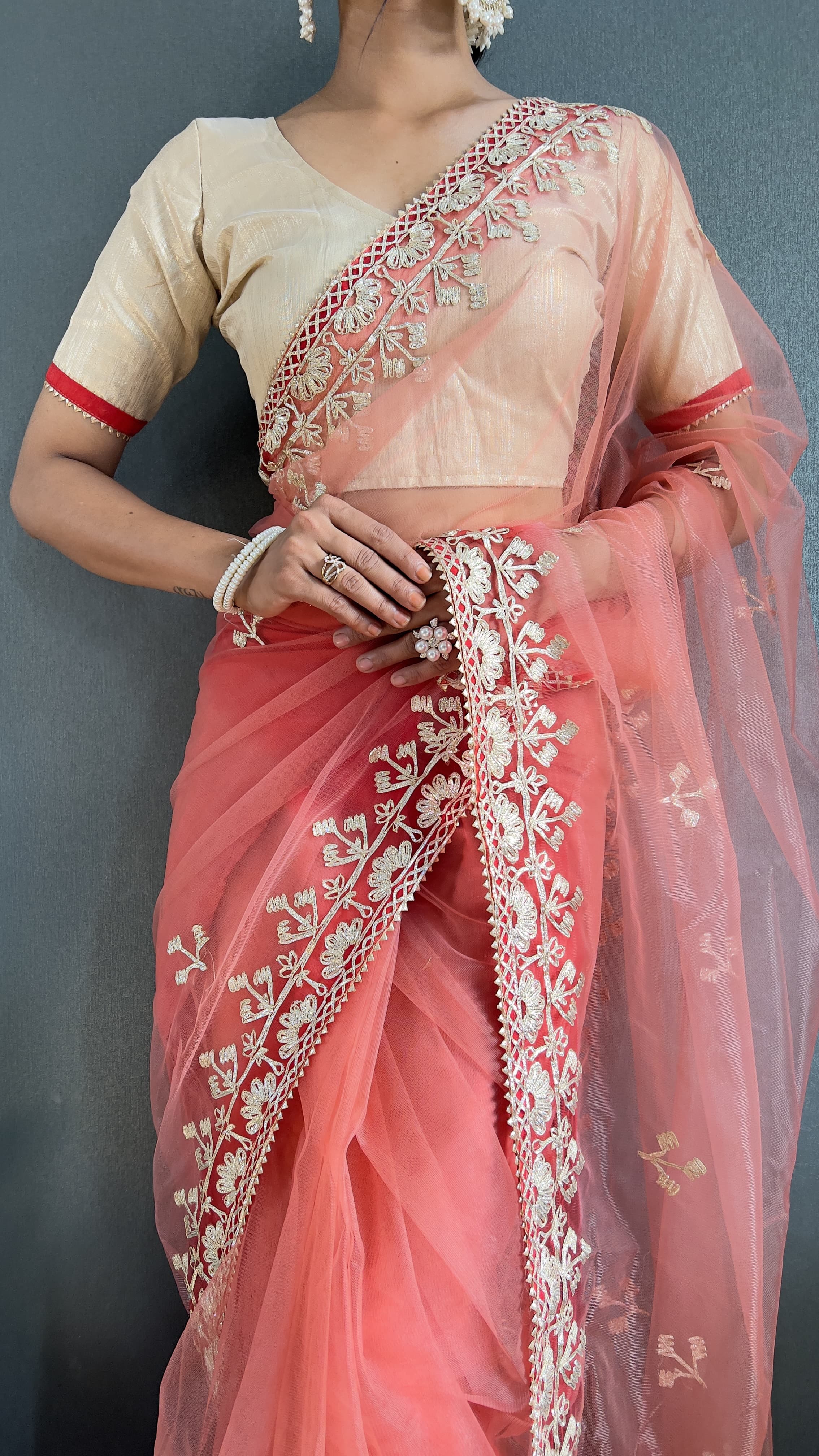 Demanding Butterfly Net Pink Color Saree