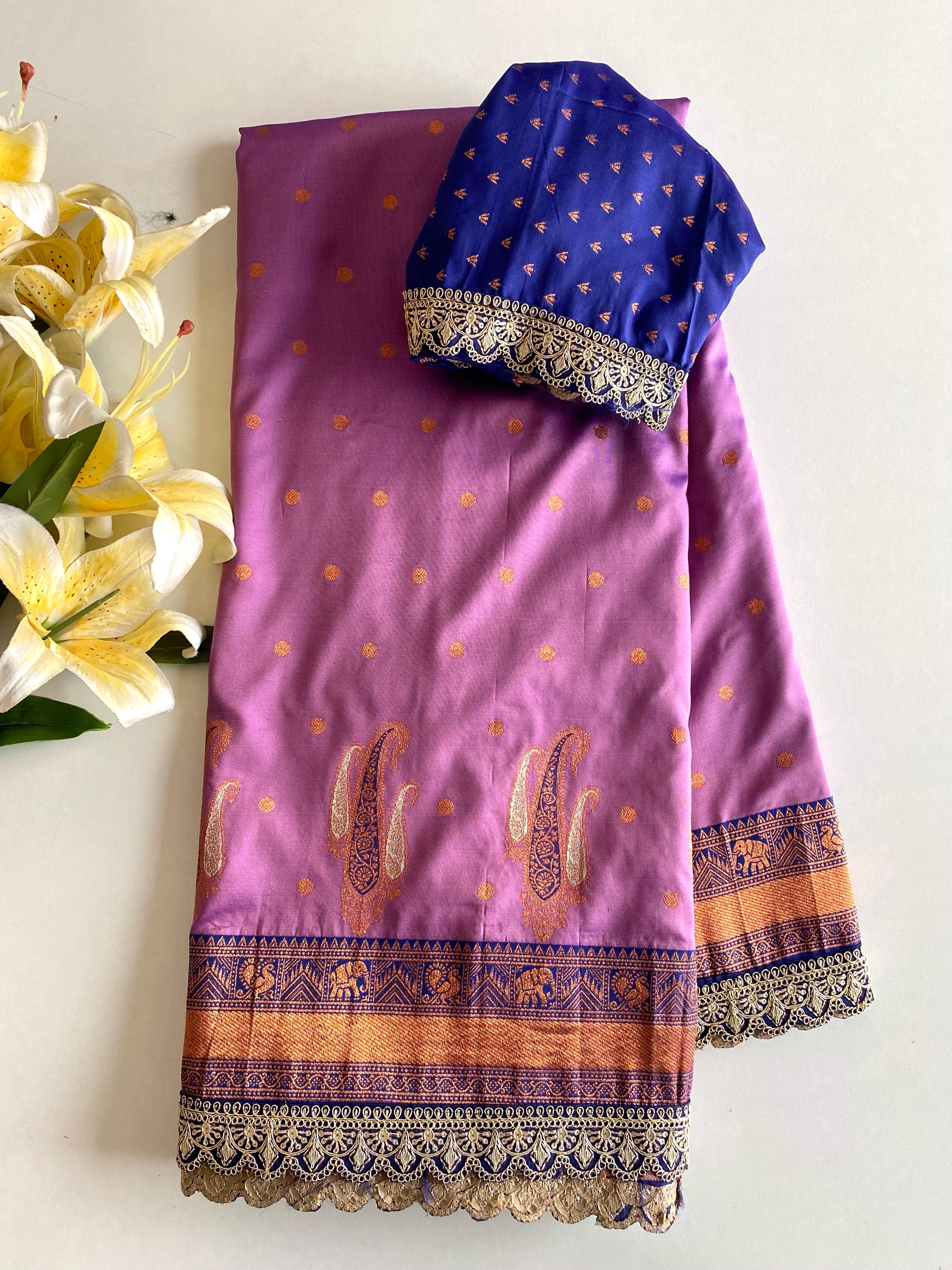 Peaceful Paithani Silk Lavender Color Saree
