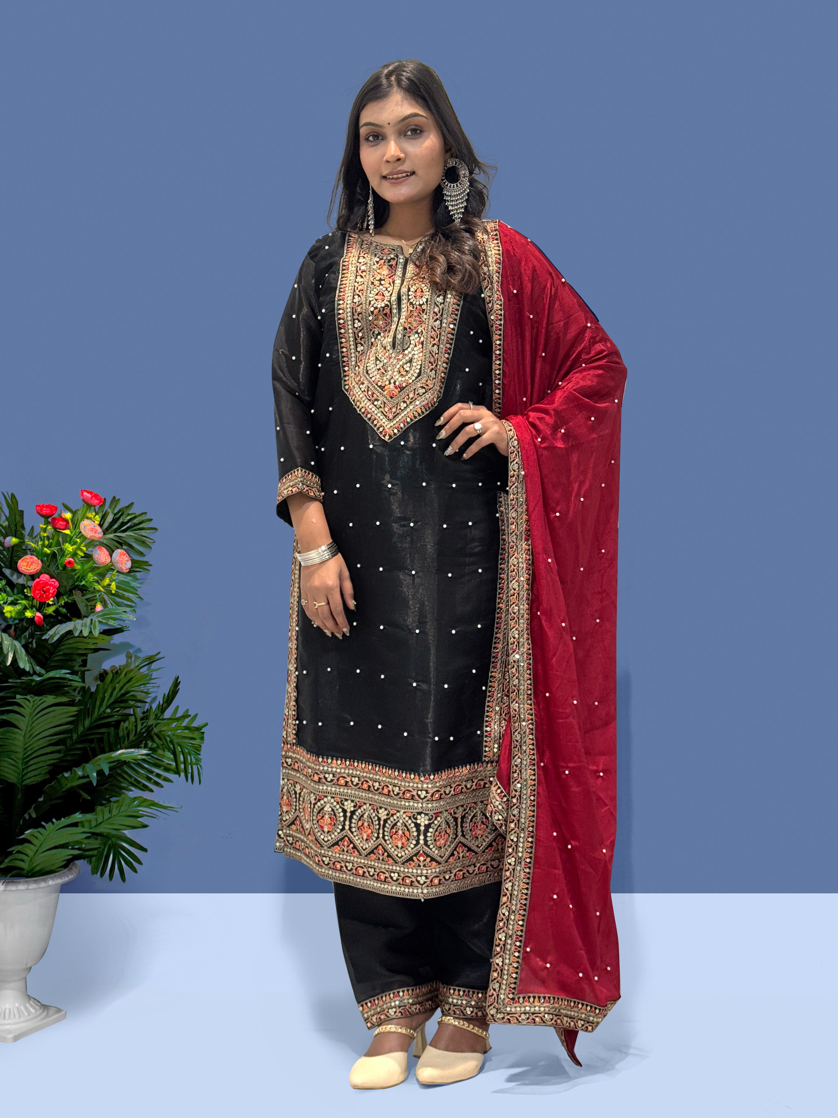 Graceful Frendy Silk Black Color Salwar Suit