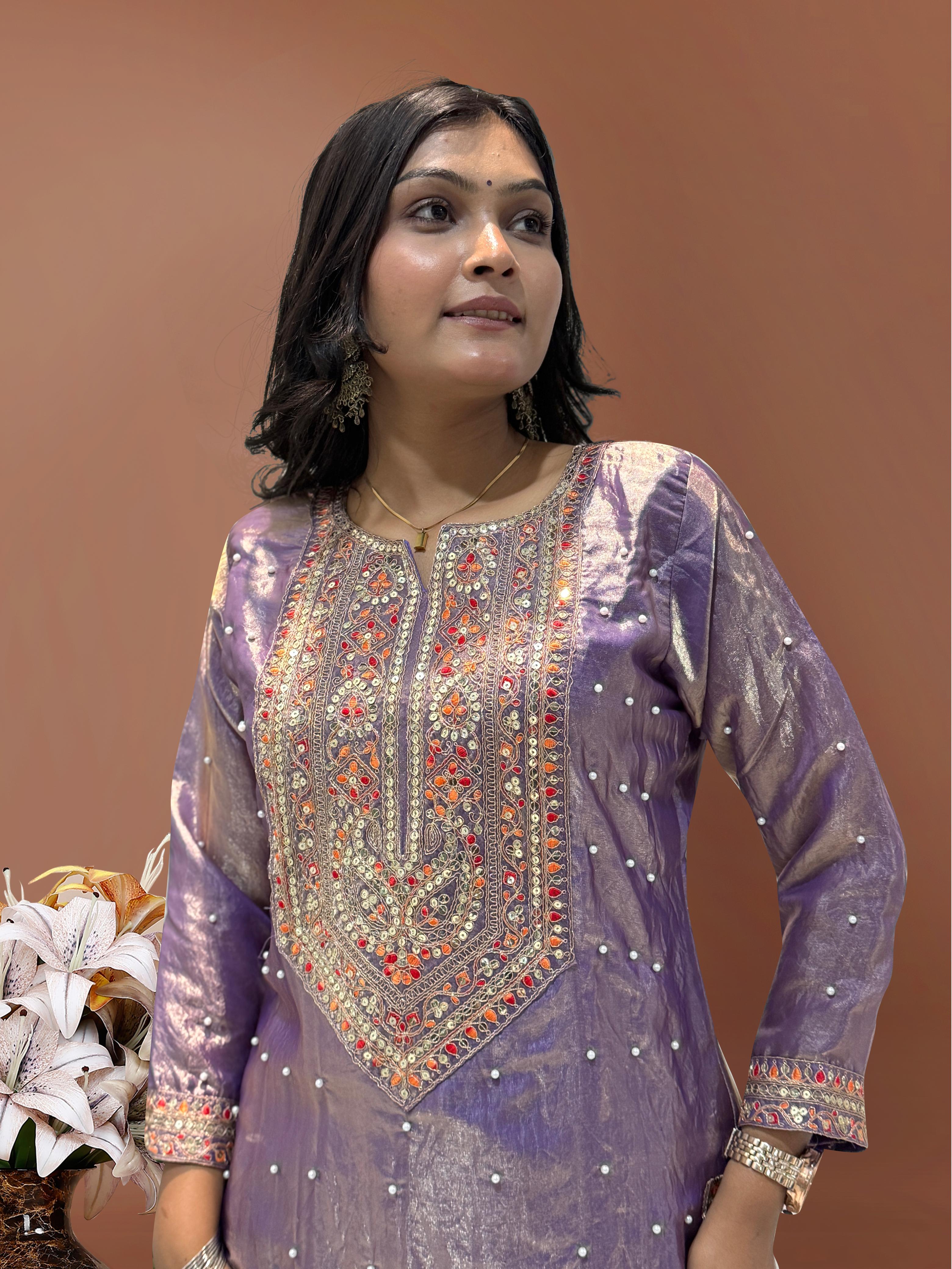 Graceful Frendy Silk Lavender Color Salwar Suit
