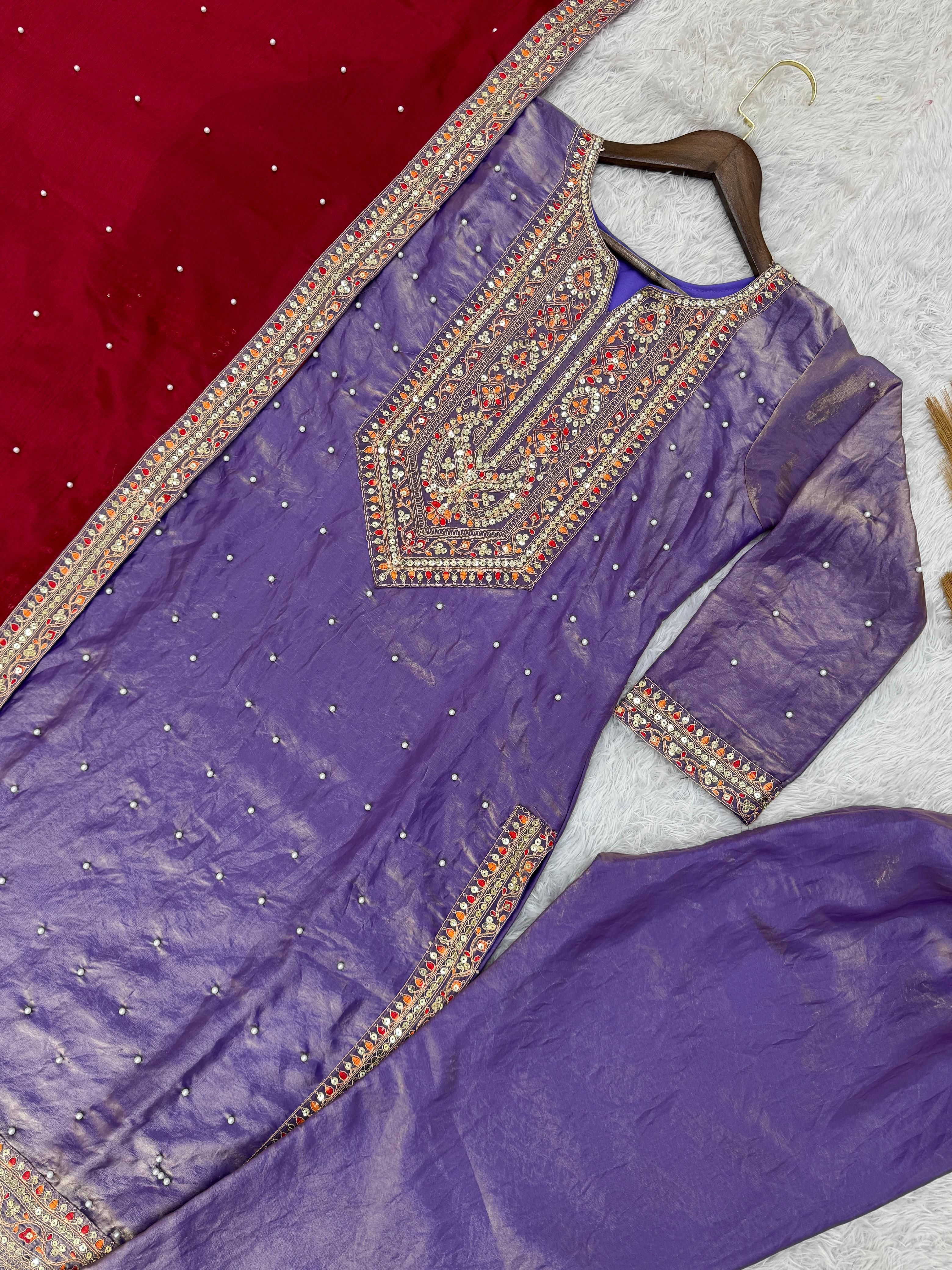 Graceful Frendy Silk Lavender Color Salwar Suit