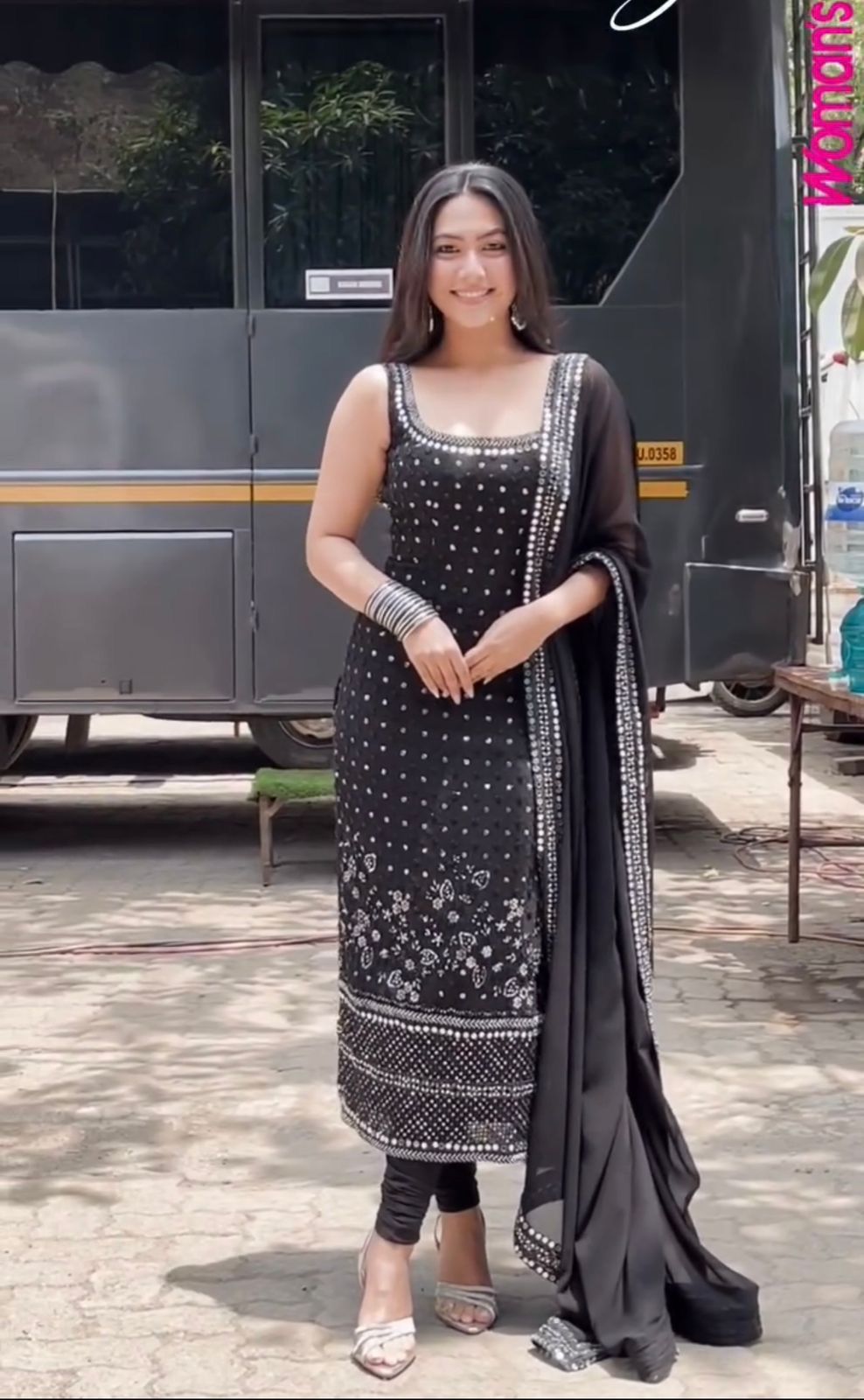 Alluring Black Color Georgette Thread Work Salwar Suit