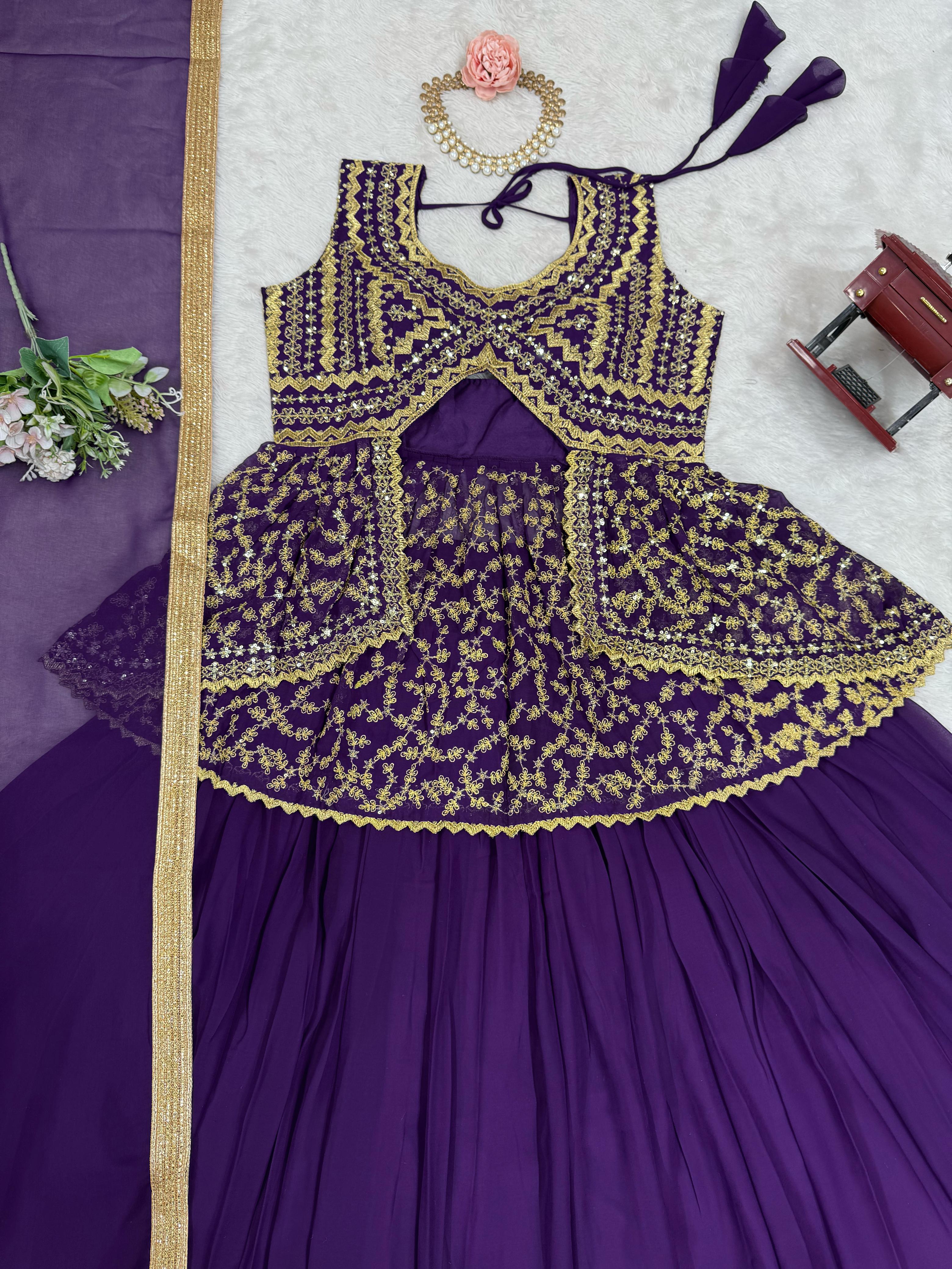 Wedding & Party Wear Purple Color Heavy Top With Lehenga