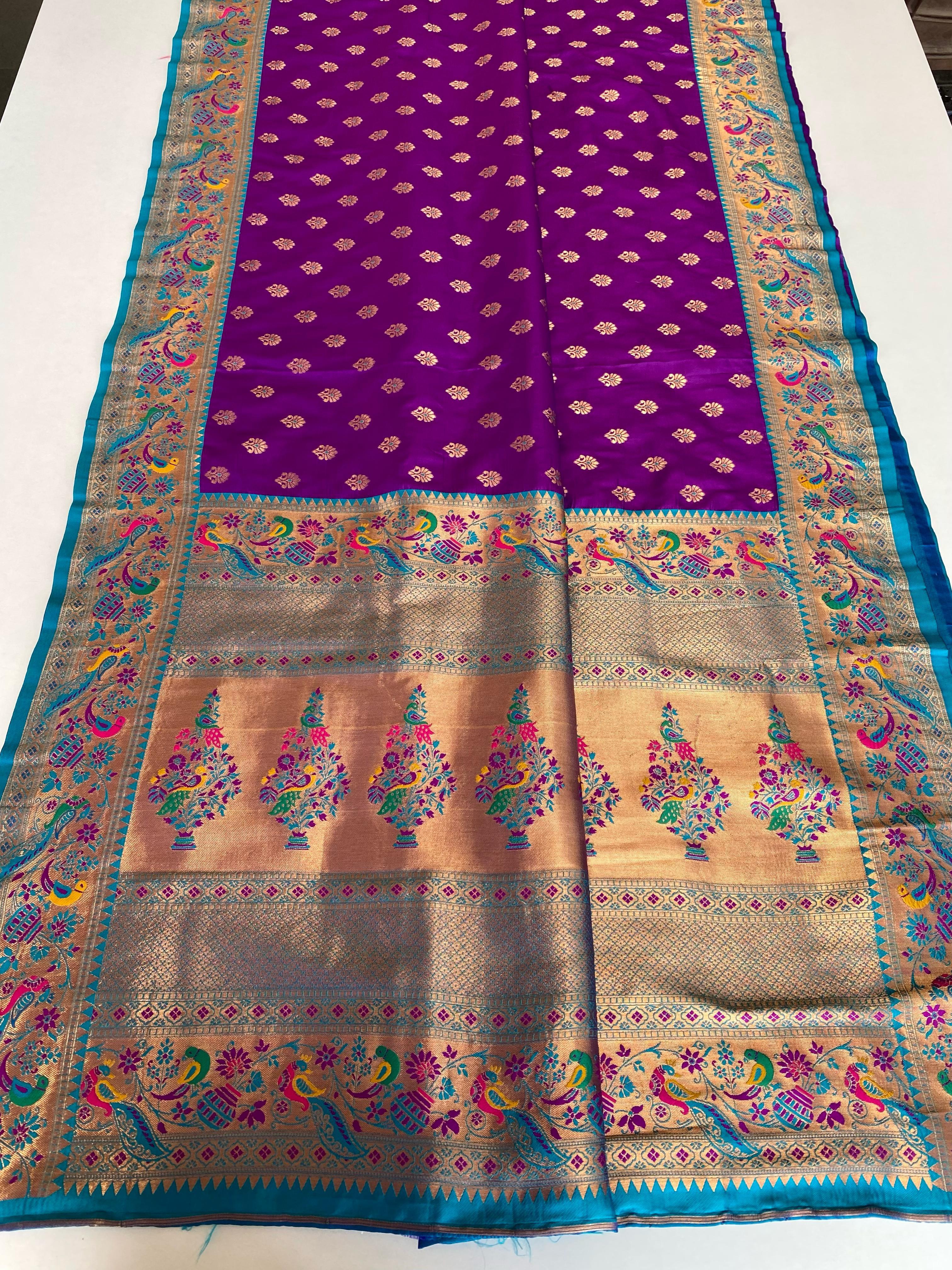 Occasion Wear Meenakari Butti Purple Color Paithani Silk Saree