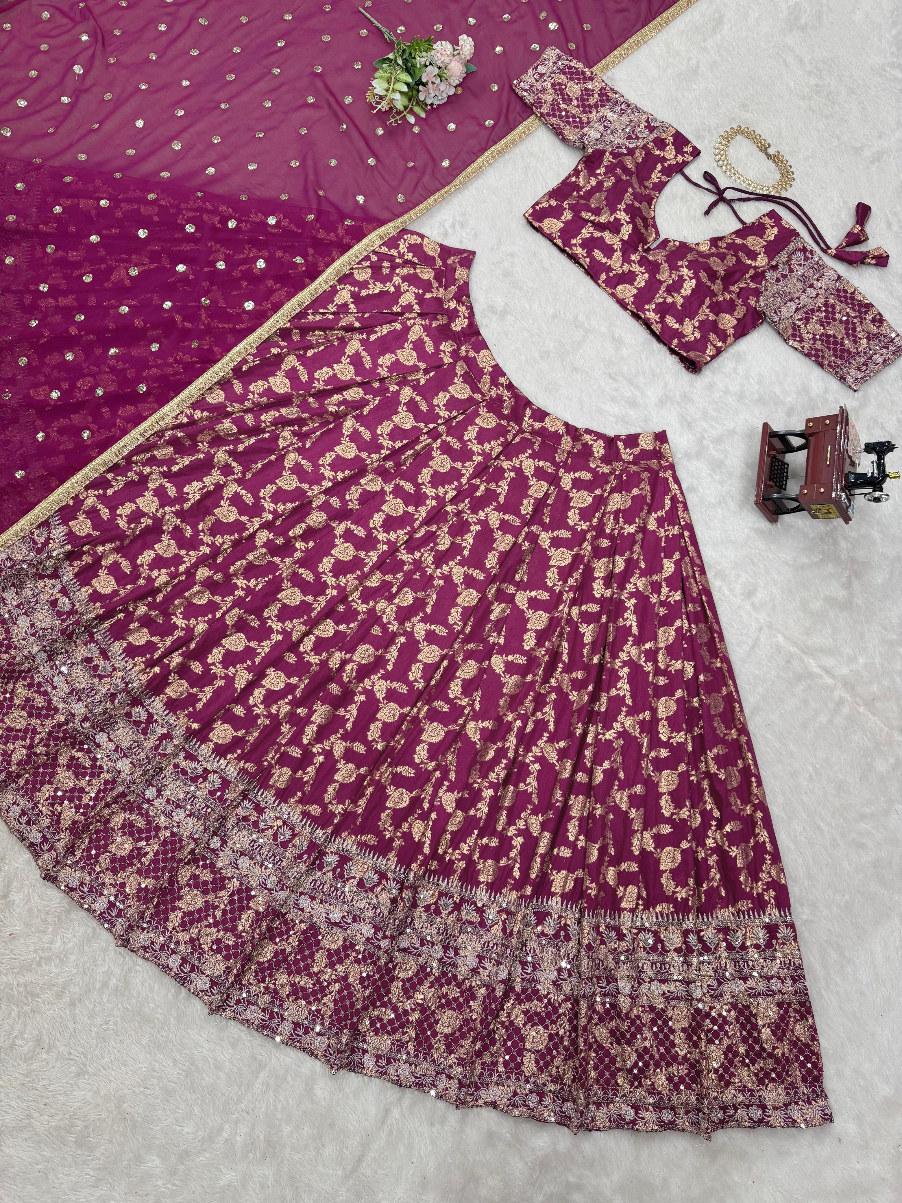 Occasion Wear Jacquard Work Pink Color Lehenga Choli