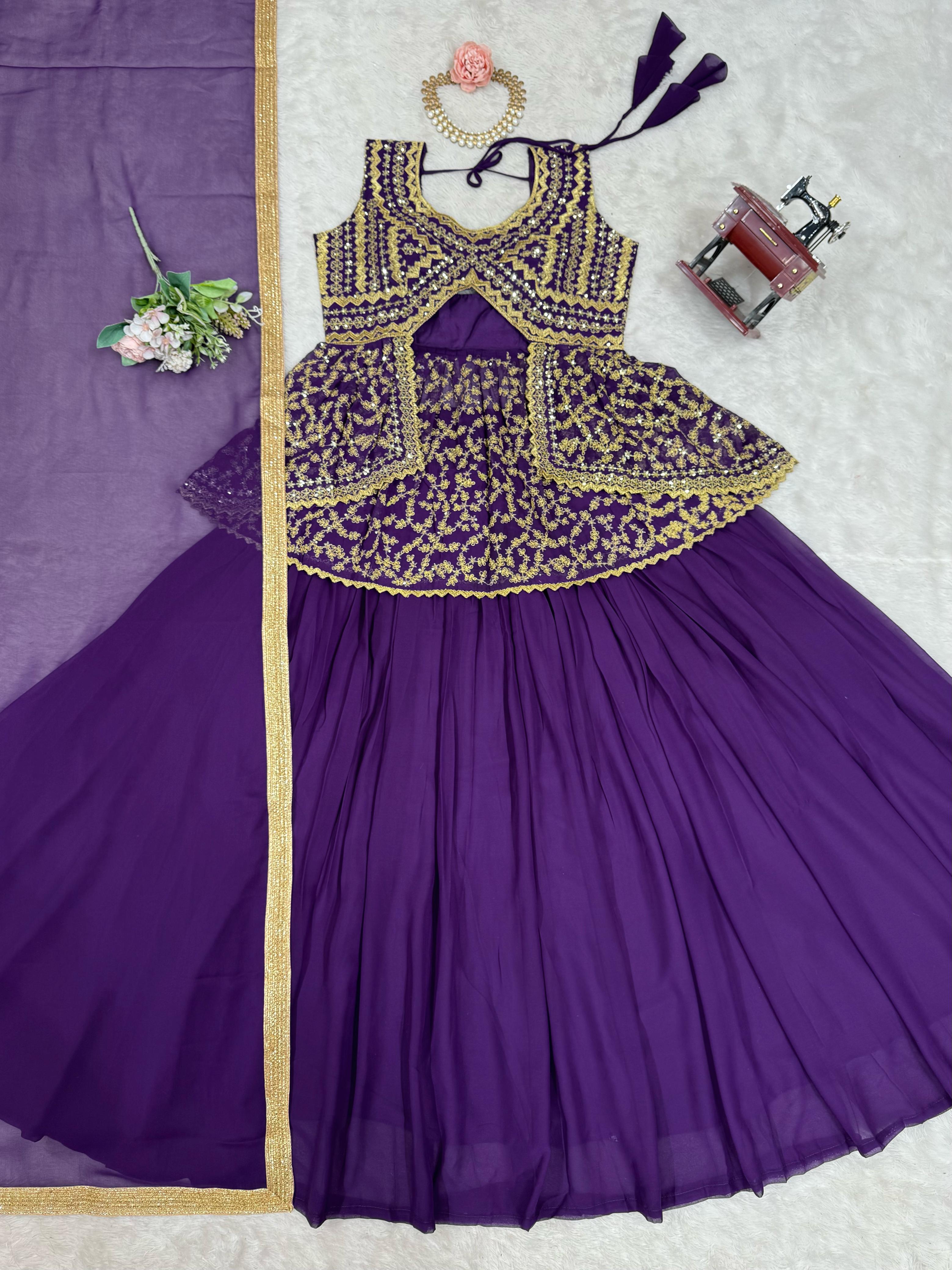 Wedding & Party Wear Purple Color Heavy Top With Lehenga