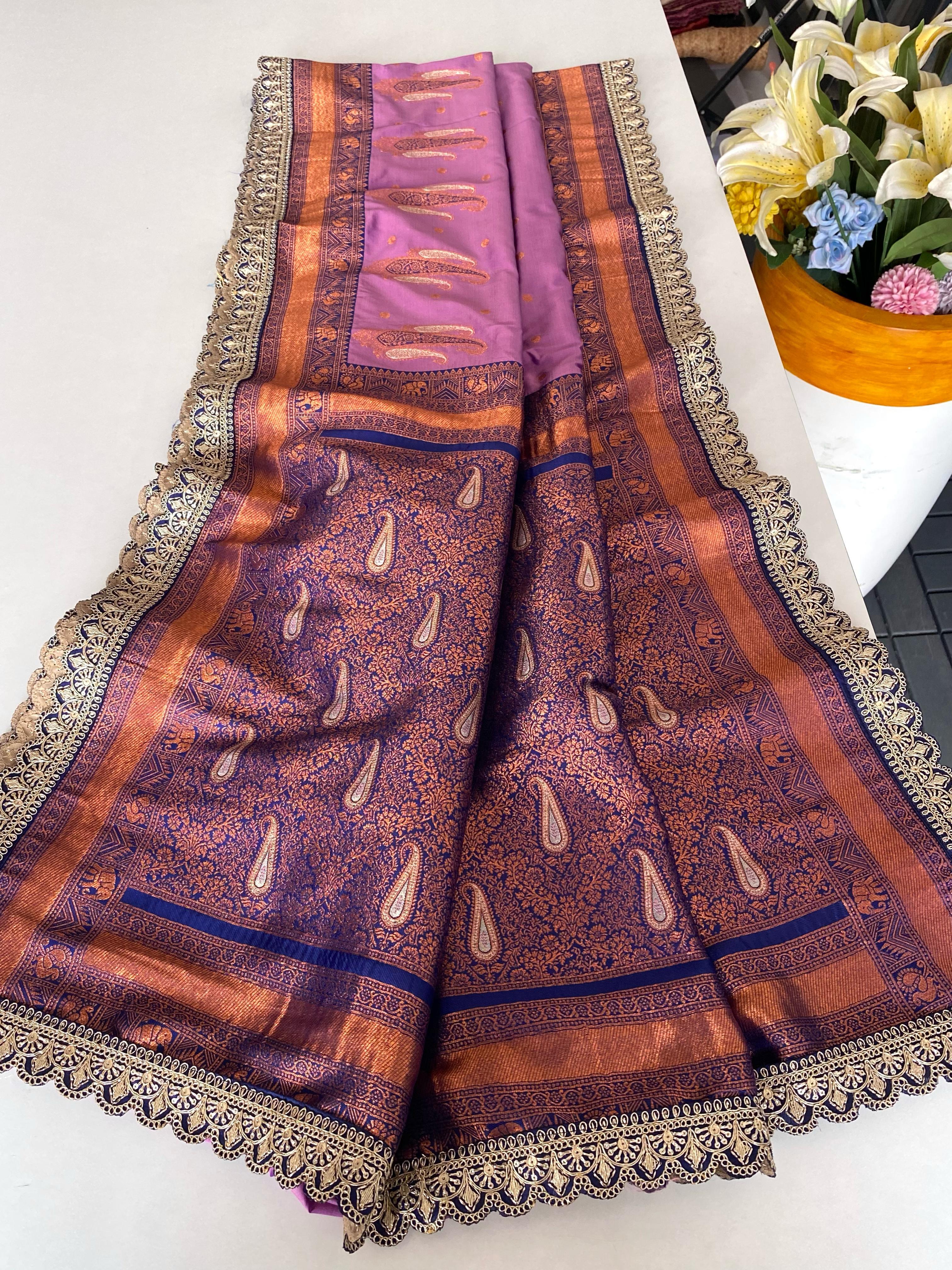Peaceful Paithani Silk Lavender Color Saree