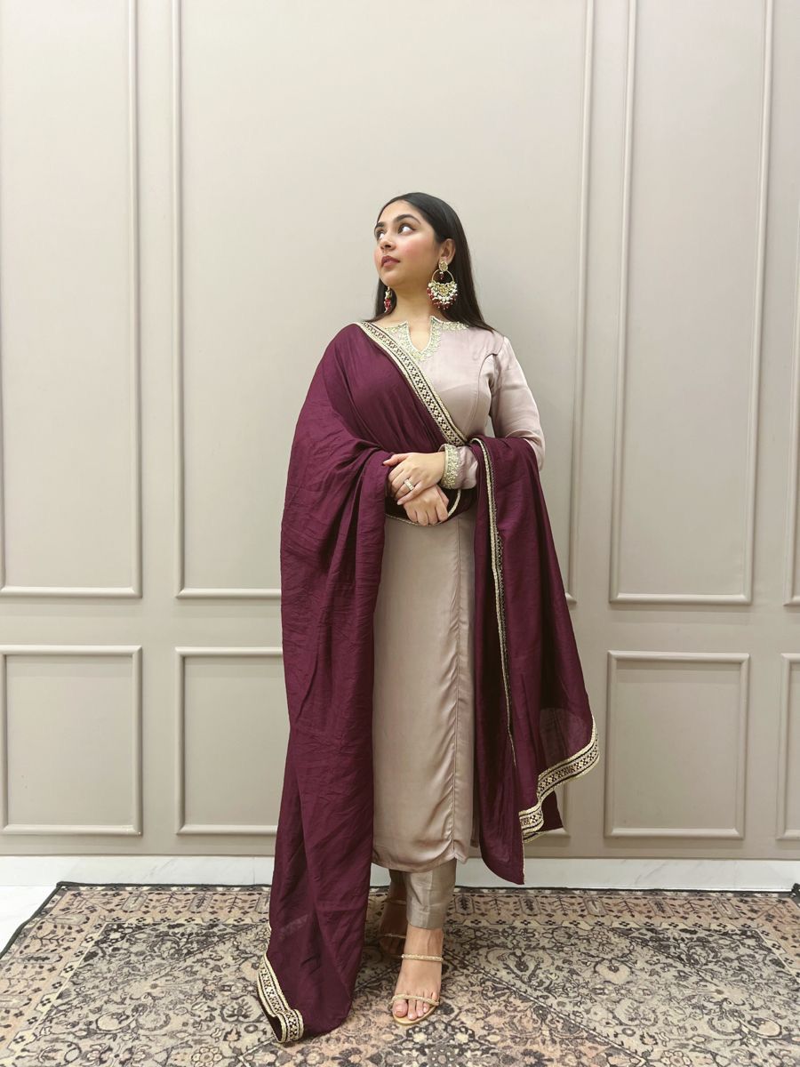 Trendy Roman Beige Color Salwar Suit
