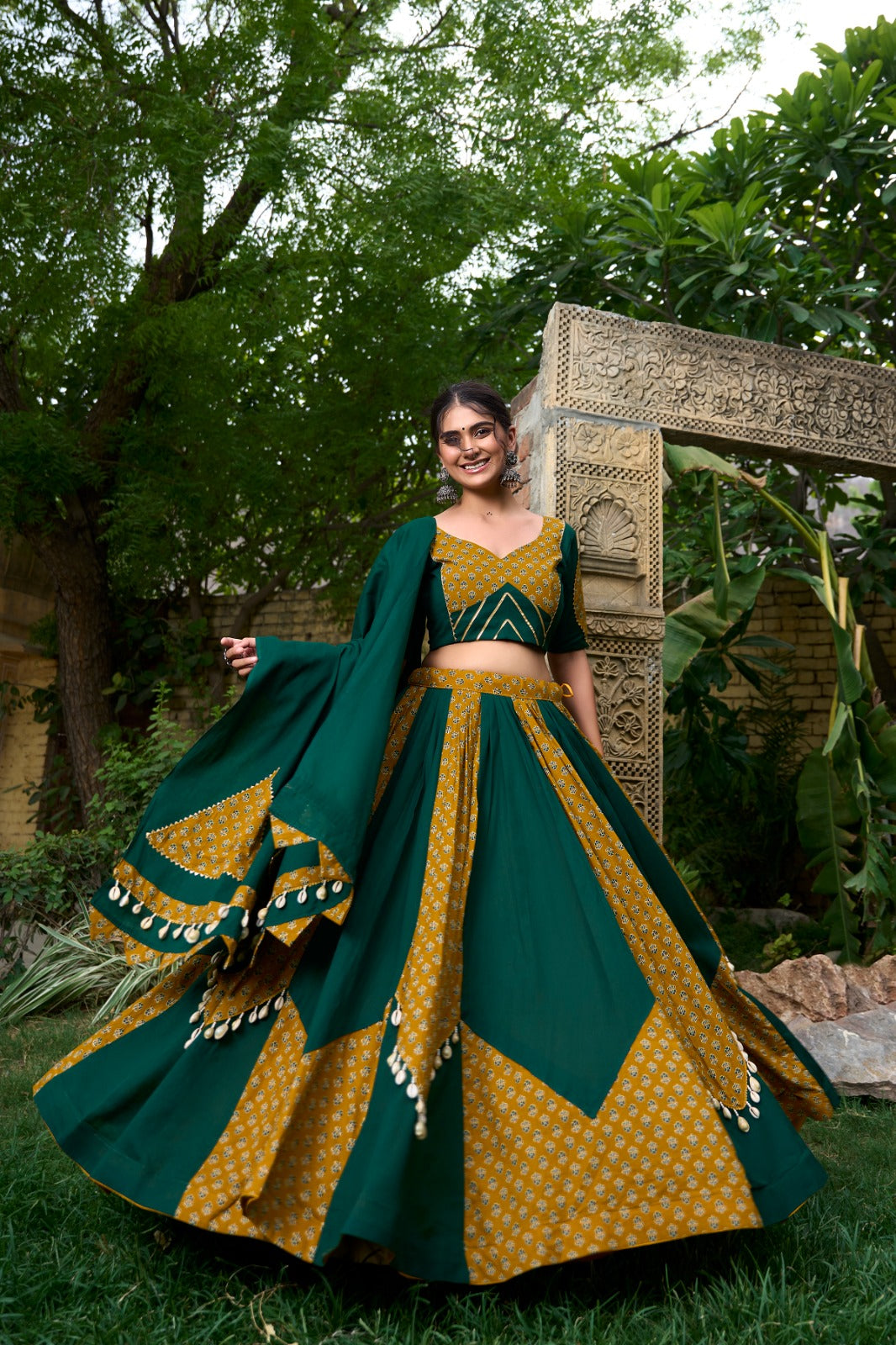 Navratri Special Green Color Luxuriant Lehenga Choli