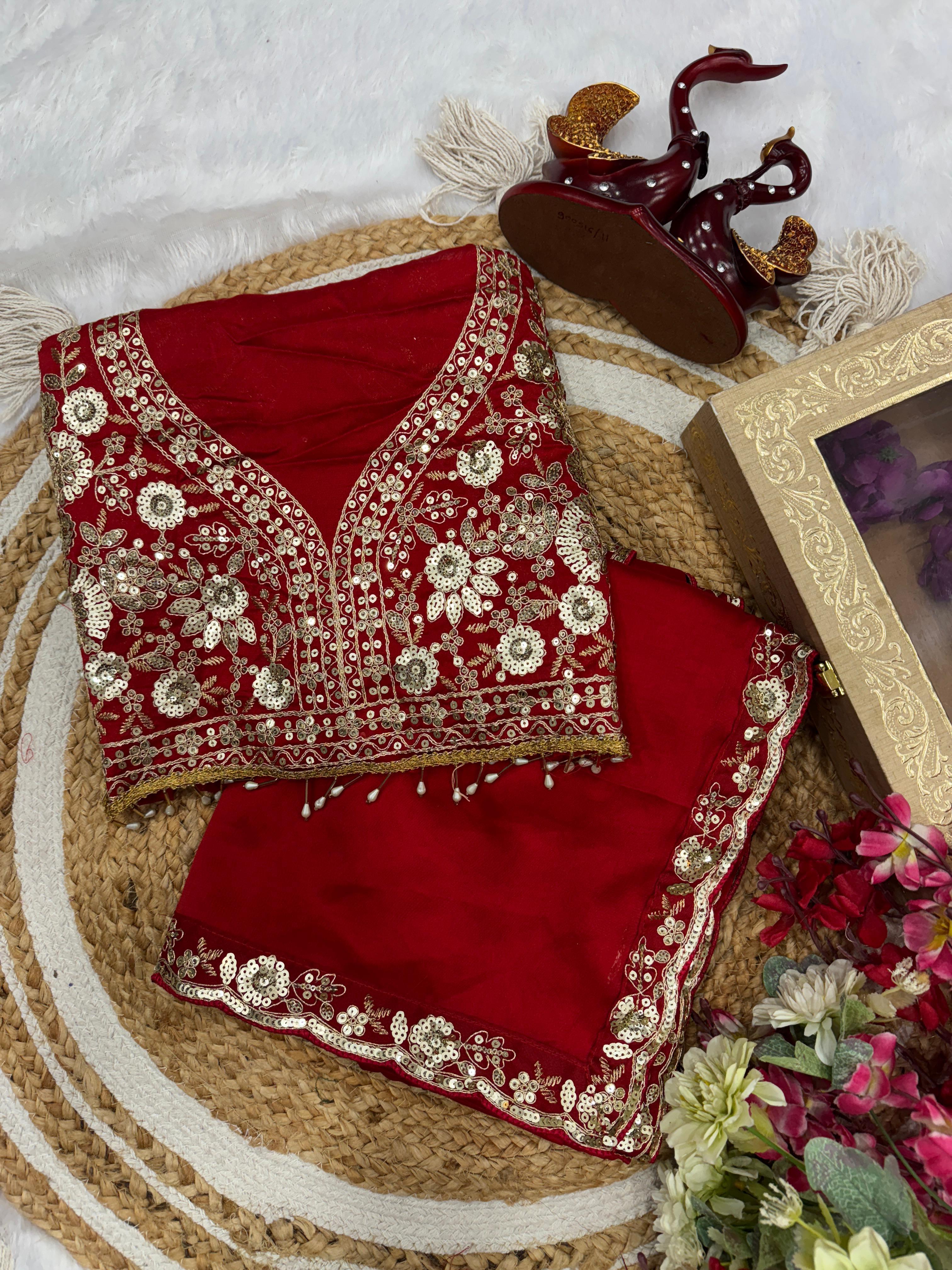 Admiring Red Color Rangoli Silk Sequence Saree