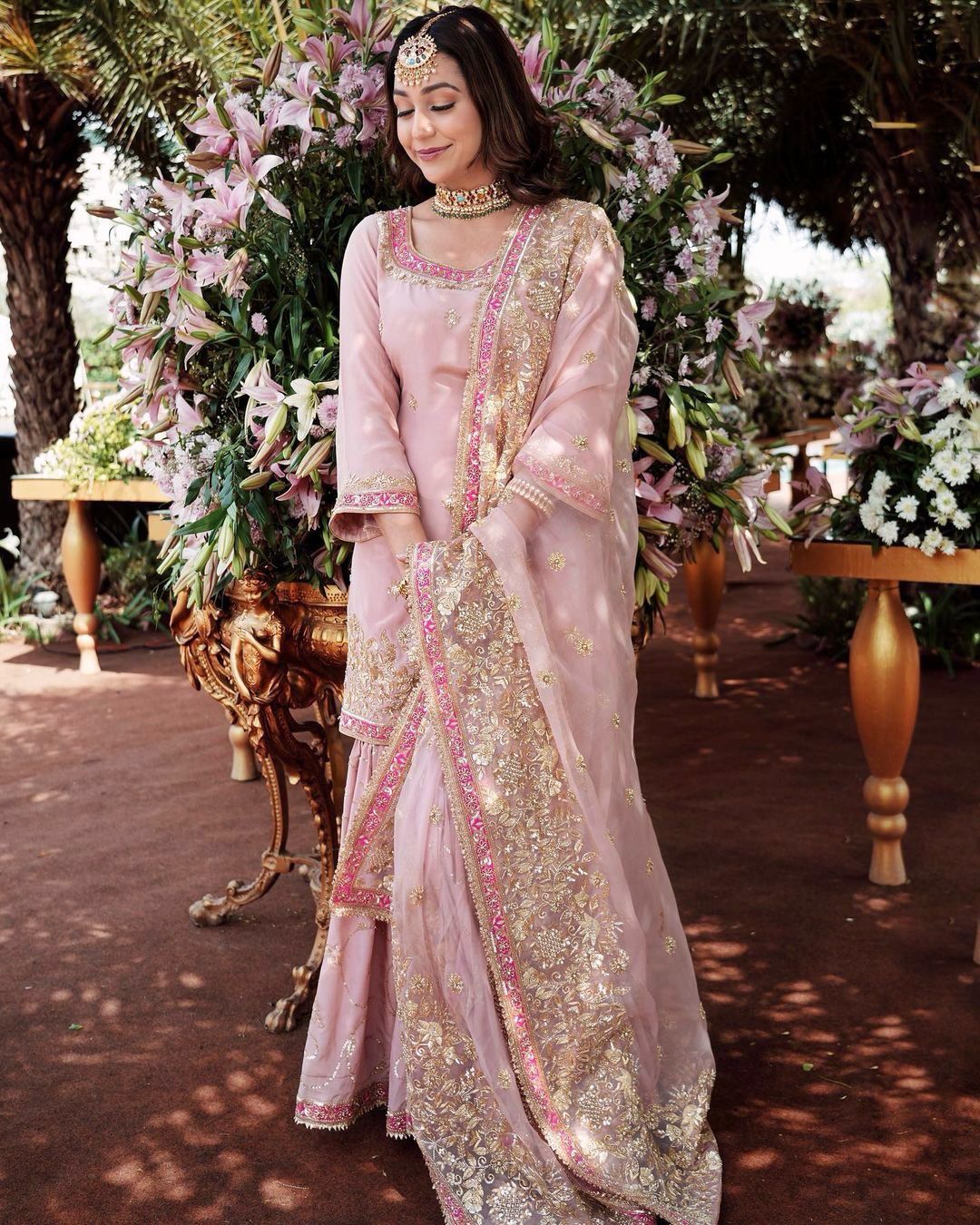 Festive Wear Sequence Work Pink Sharara Suit