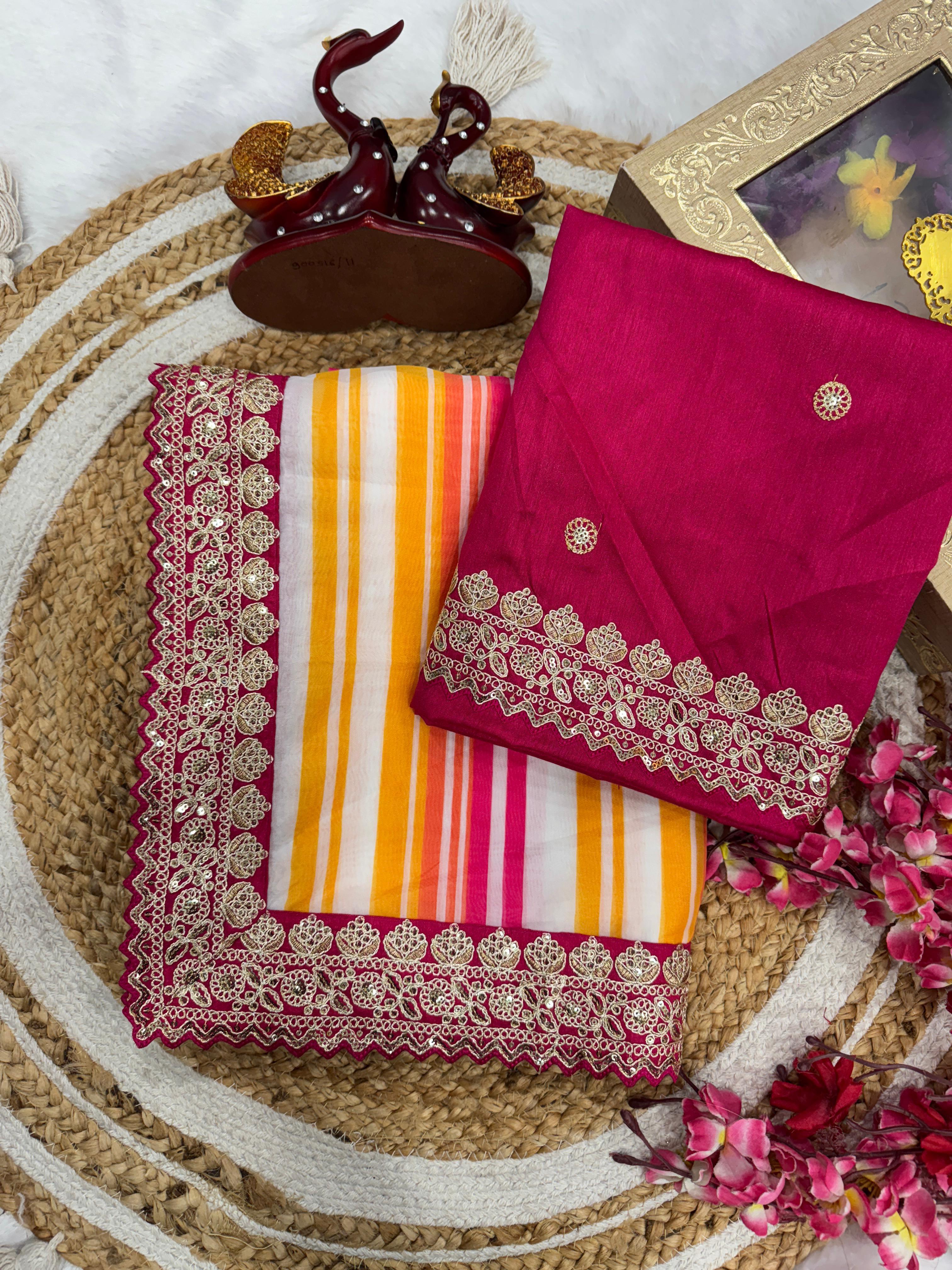Mesmerizing Pink Tabby Silk Cording Work Saree