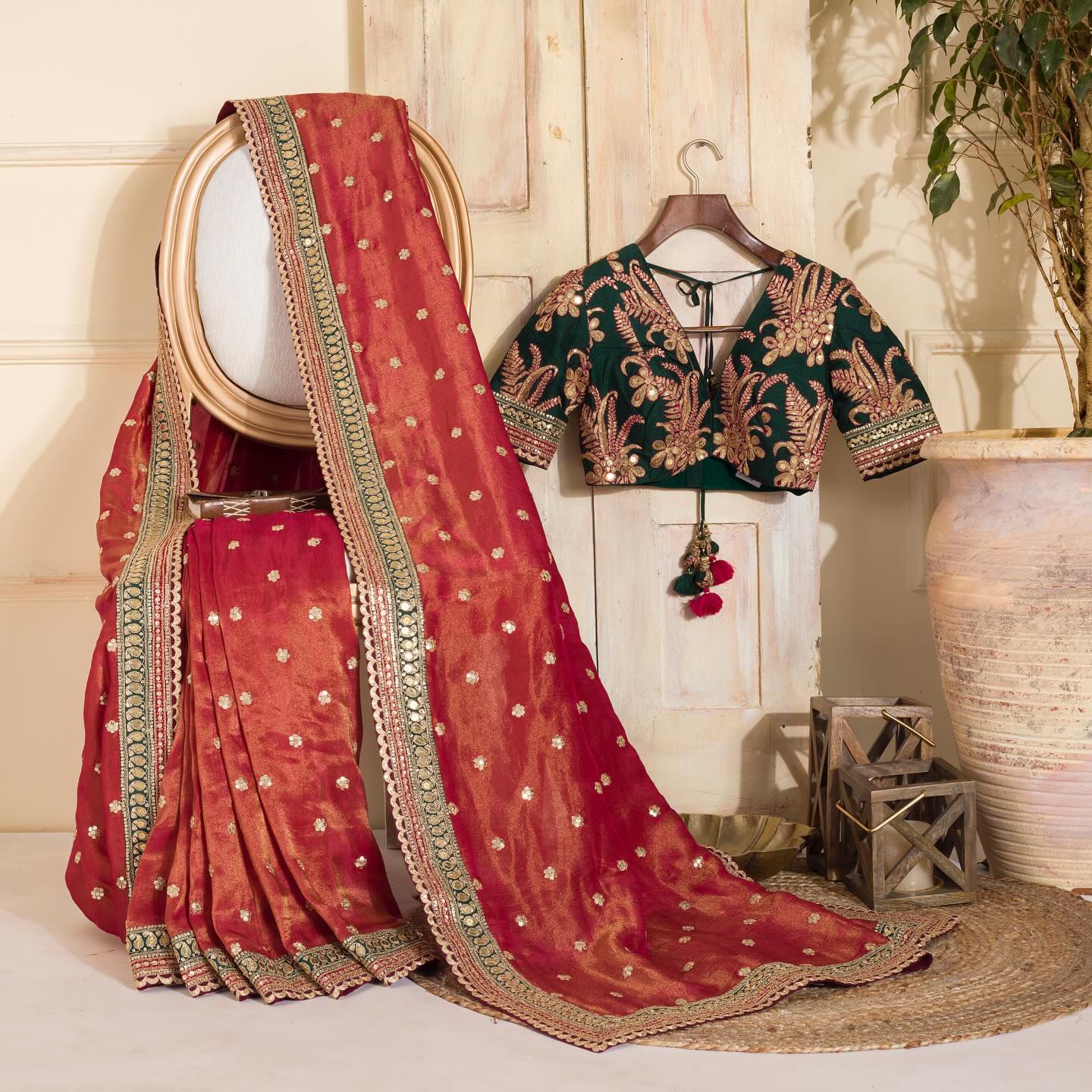 Occasion Wear Twill Net Orange Color Saree