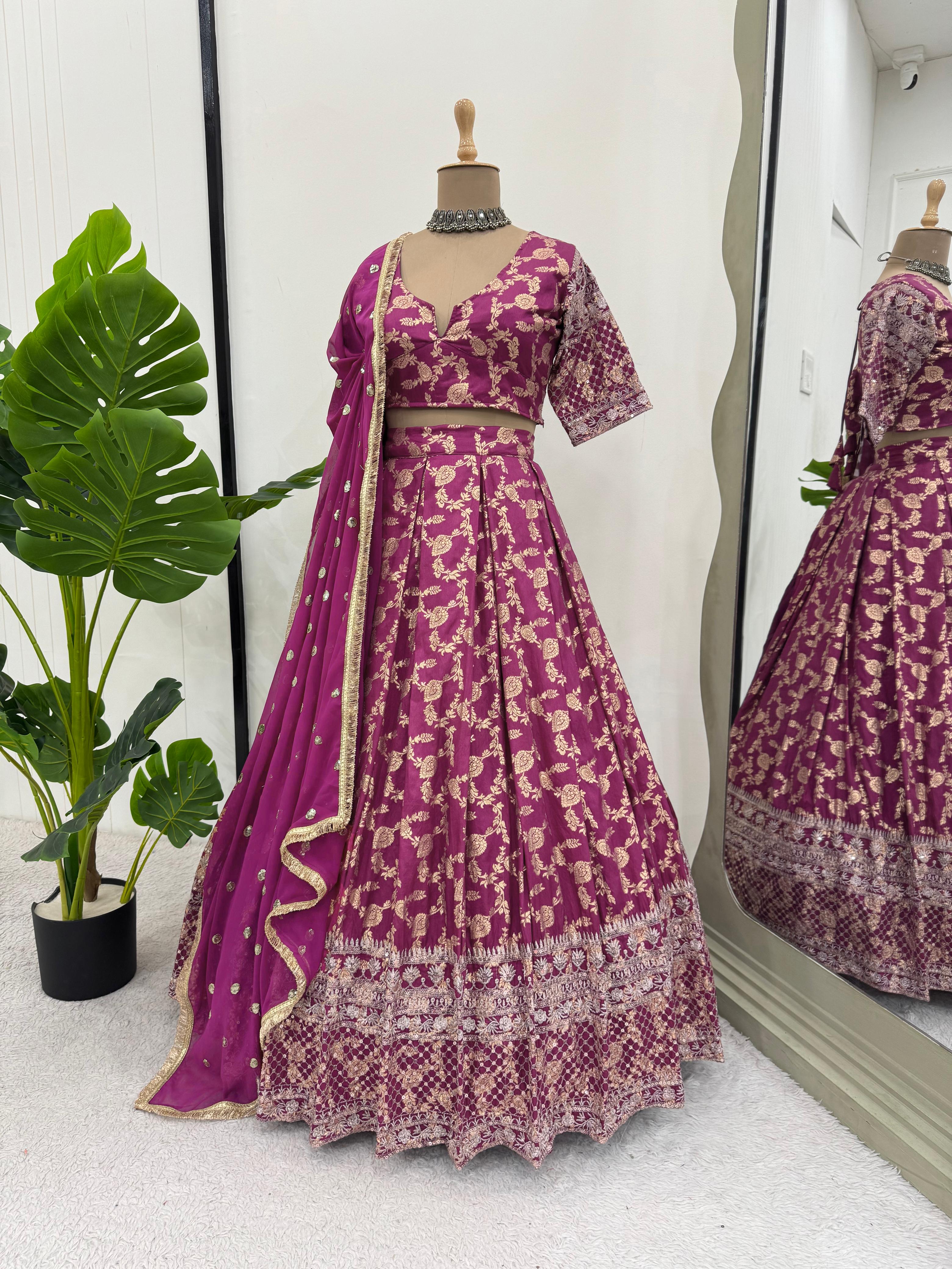 Occasion Wear Jacquard Work Pink Color Lehenga Choli