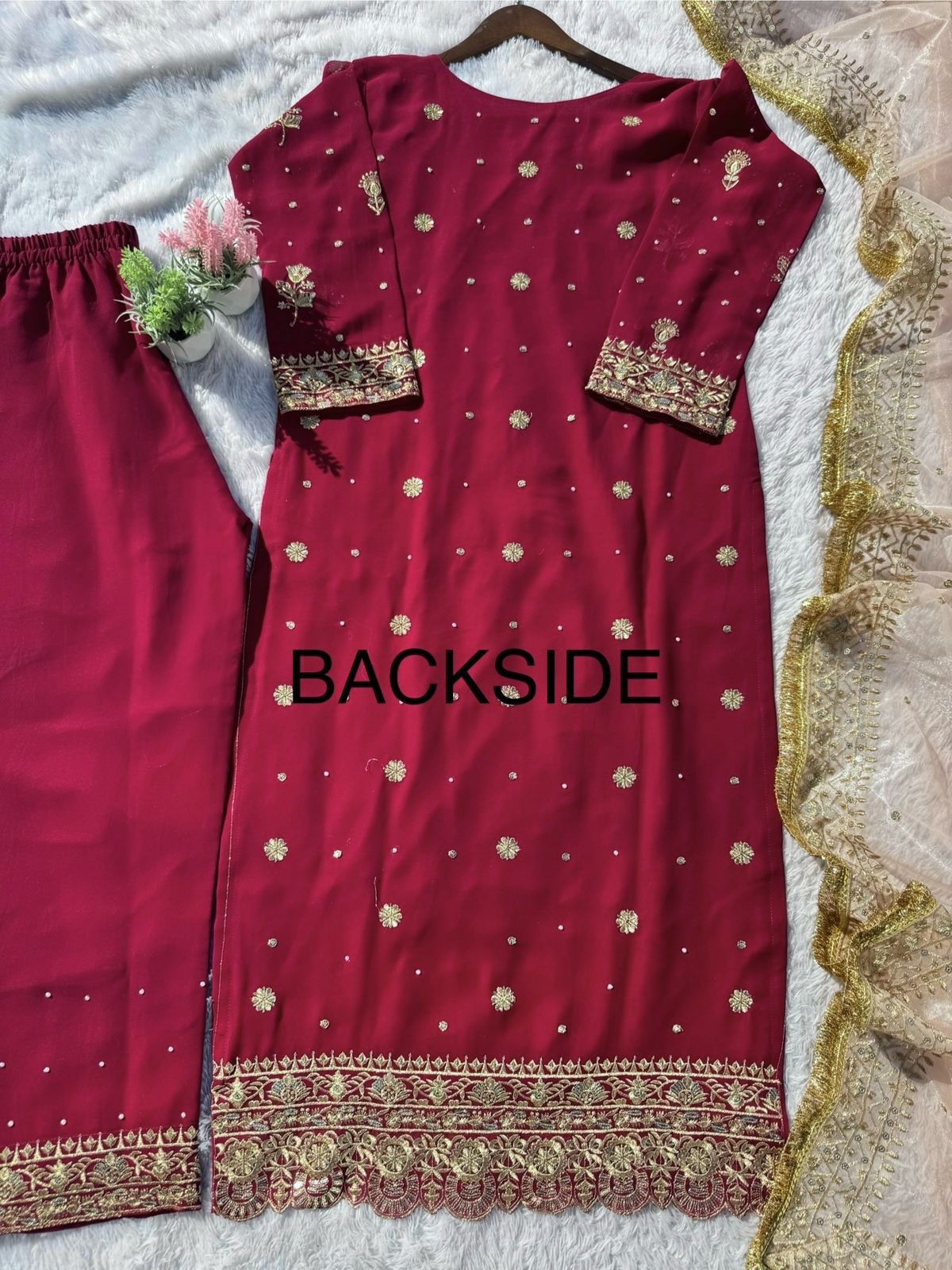 Outstanding Georgette Maroon Color Salwar Suit