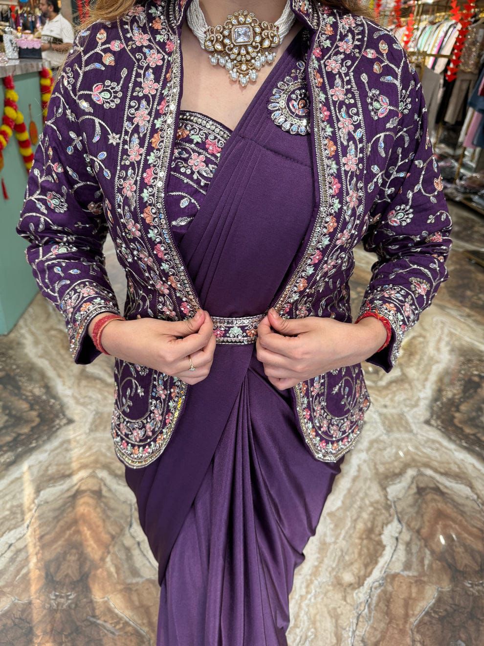 Wedding Wear Rangoli Silk Wine Color Saree With Koti
