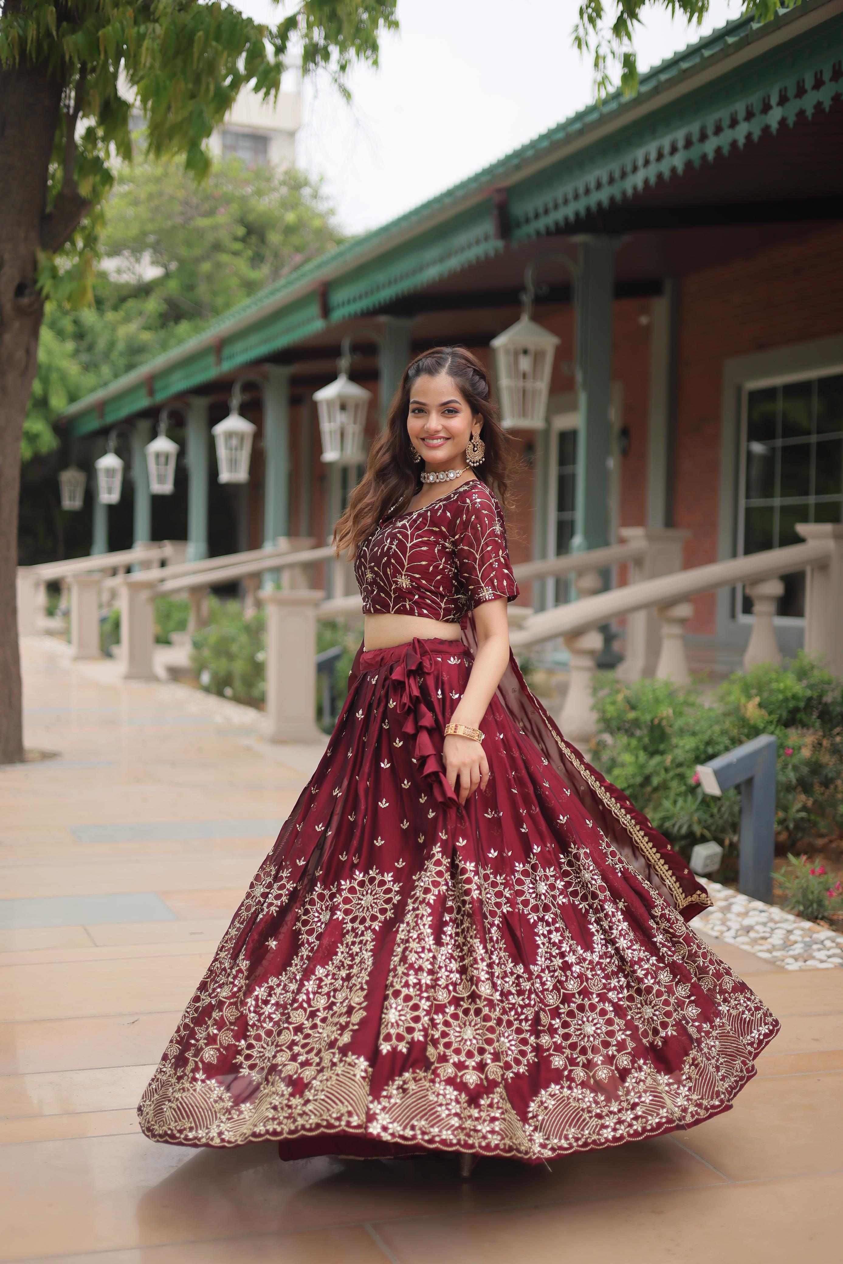 Exclusive Rangoli Silk Red Color Heavy Work Lehenga Choli