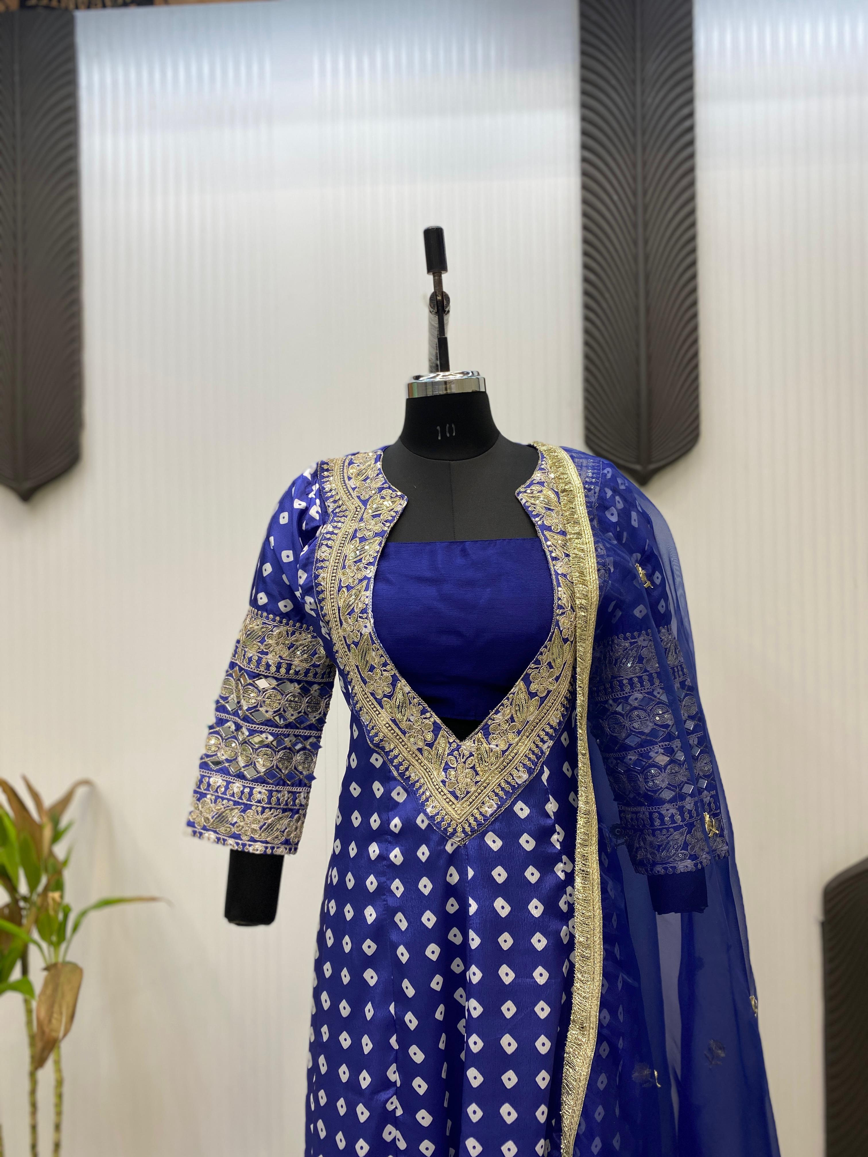 Blue Color Printed Peaceful Palazzo Suit