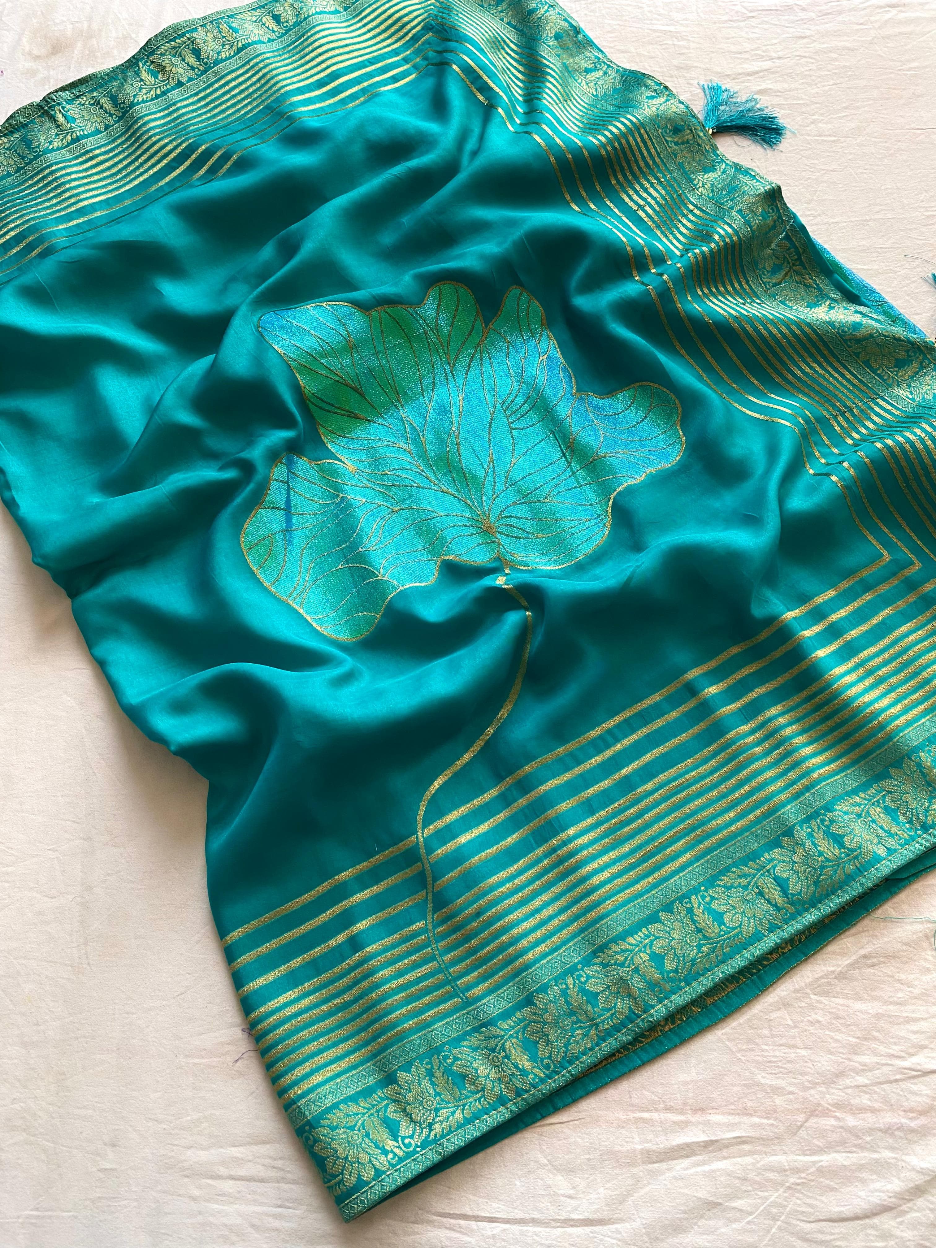 Fantastic Munga Silk Sky Blue Color Saree