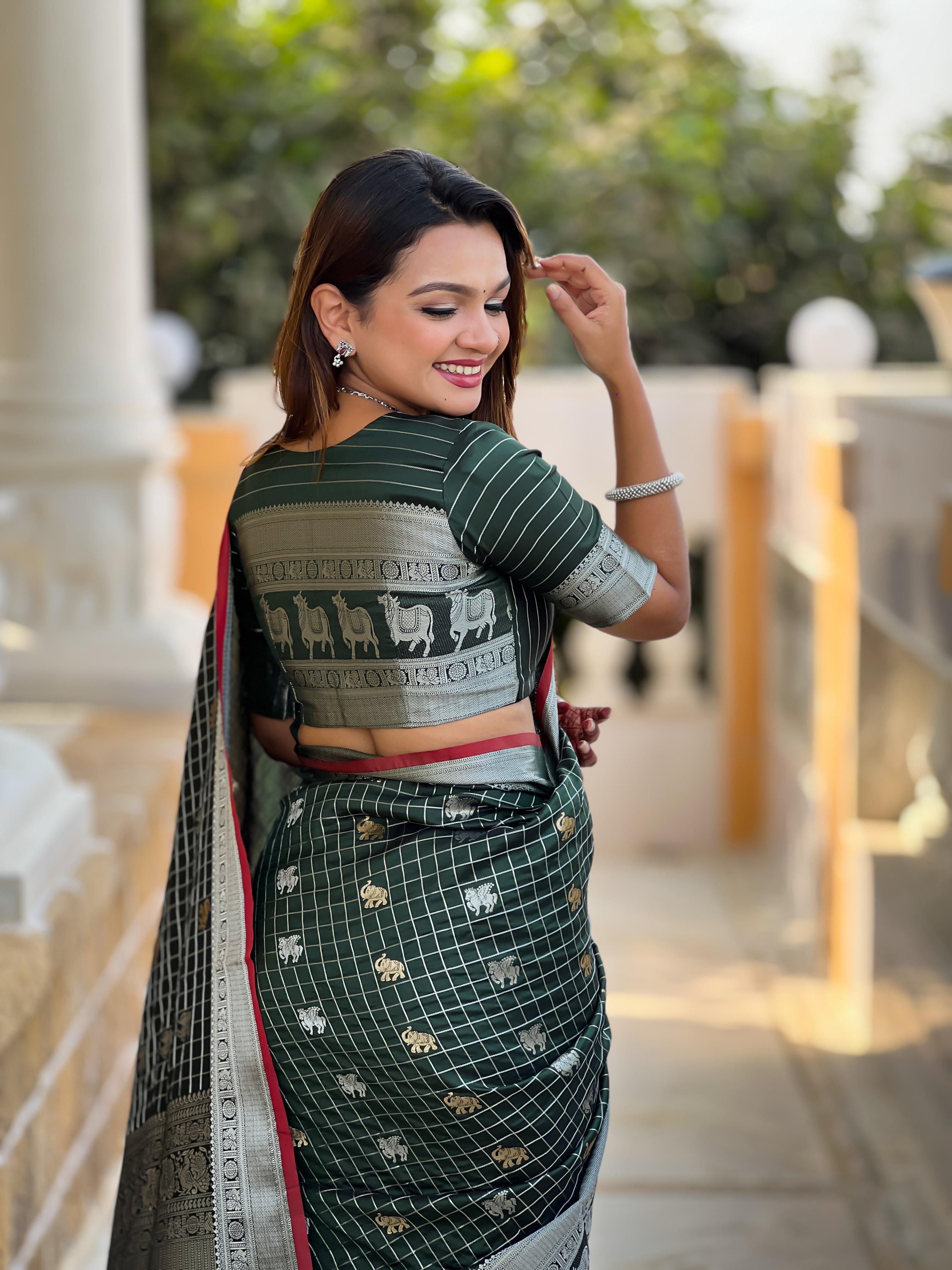 Fashionable Soft Silk Green Color Saree