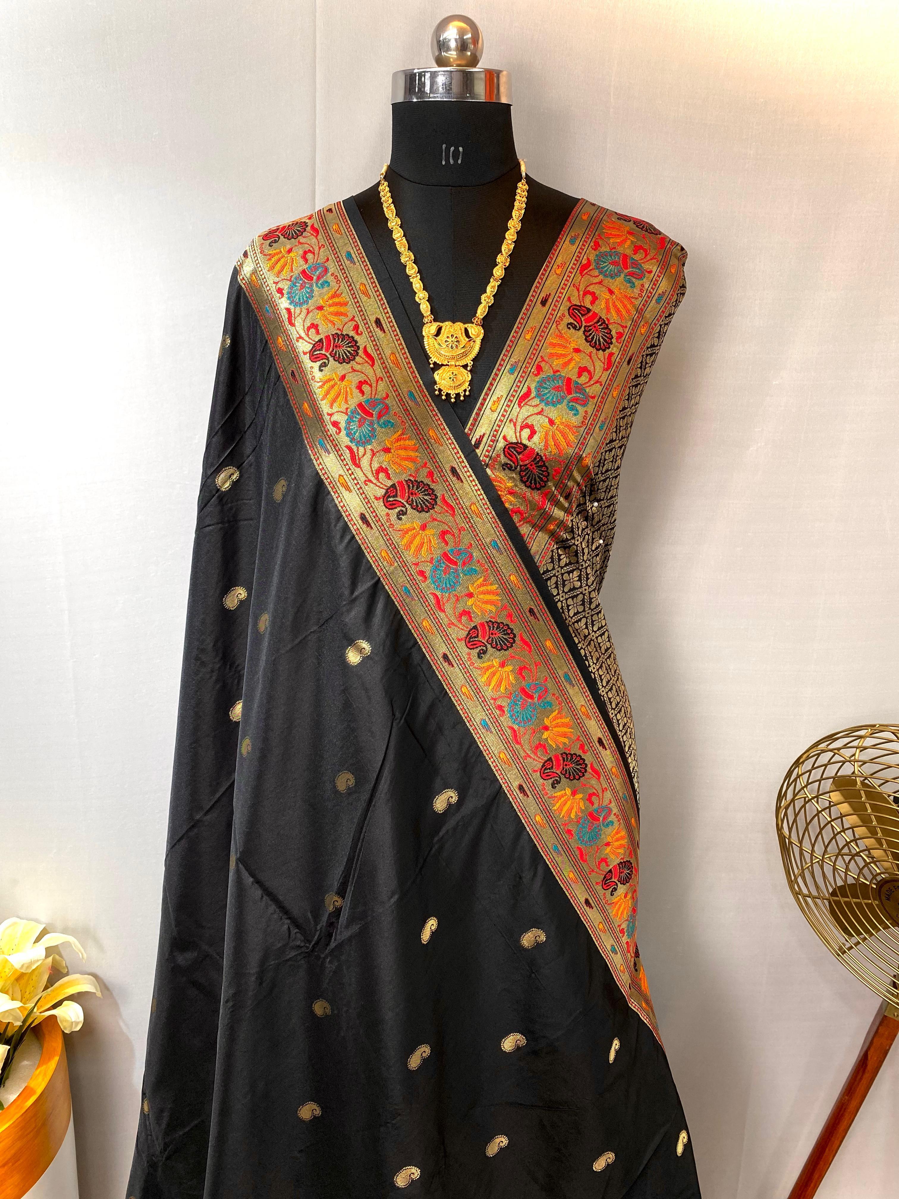 Marvelous Paithani Silk Black Color Saree